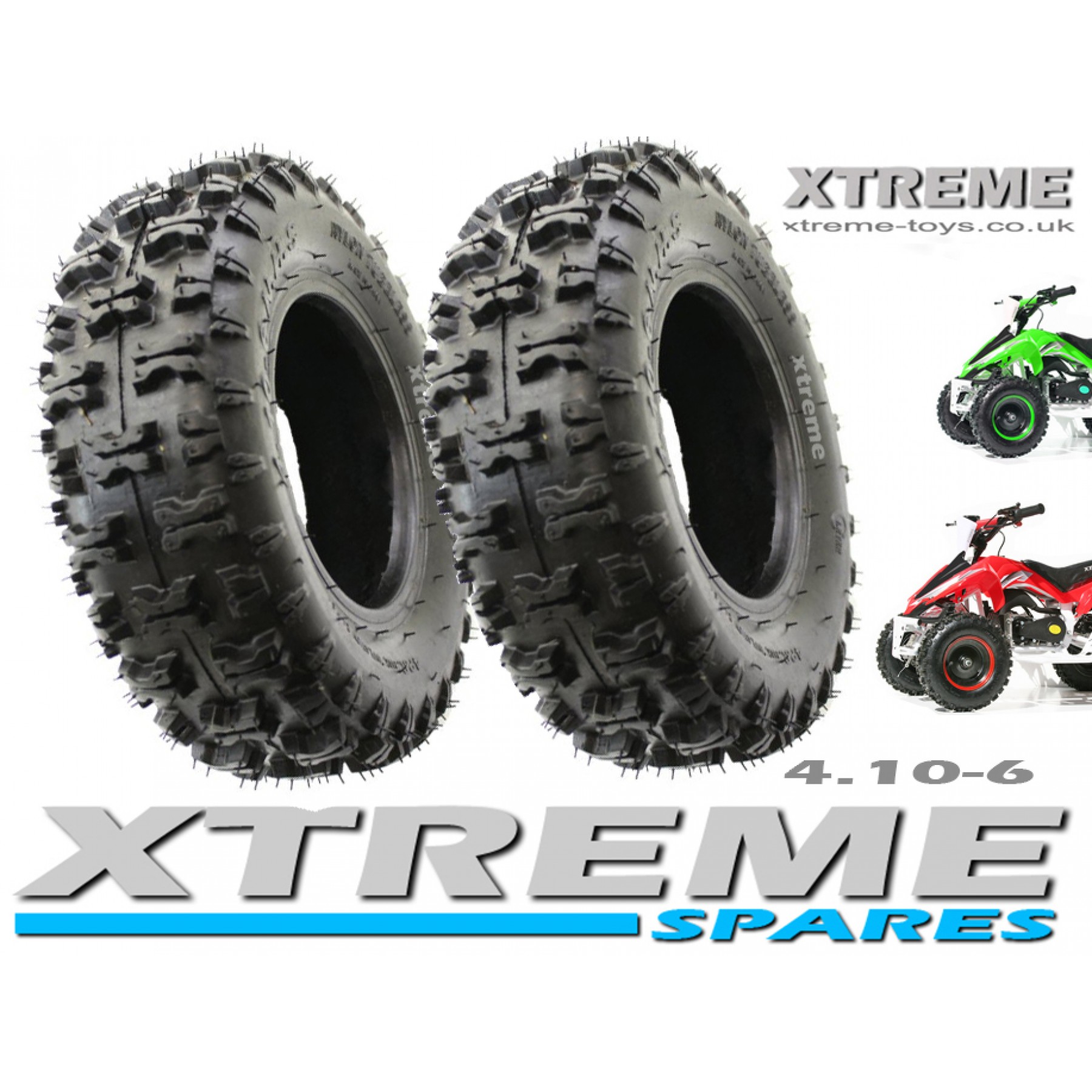 2 x MINI QUAD BIKE TYRE MONSTER ATV GO KART 4.10 6 INCH