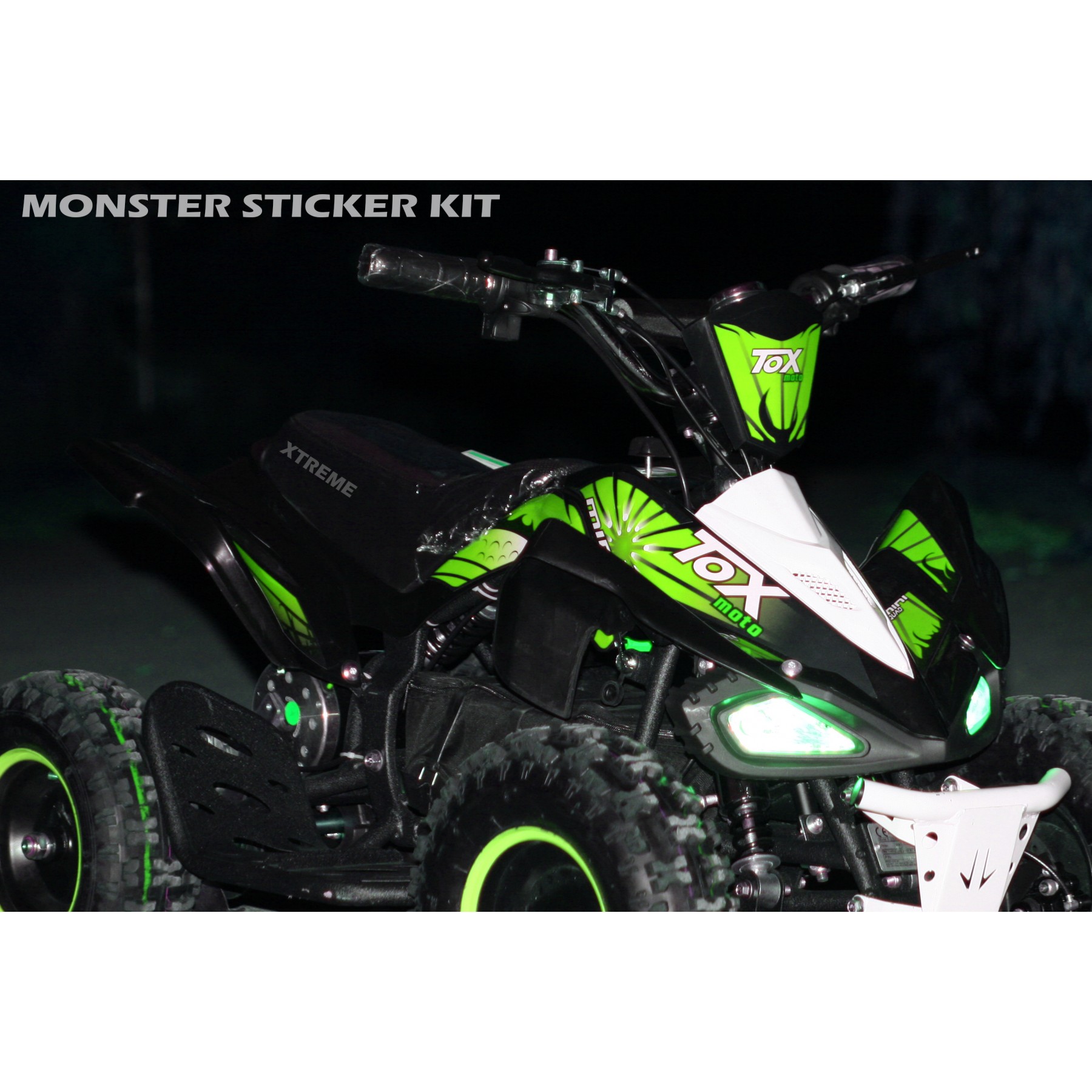 MINI QUAD BIKE STICKER KIT / DECALS / TRANSFERS / RED / GREEN / ORANGE / PINK ATV