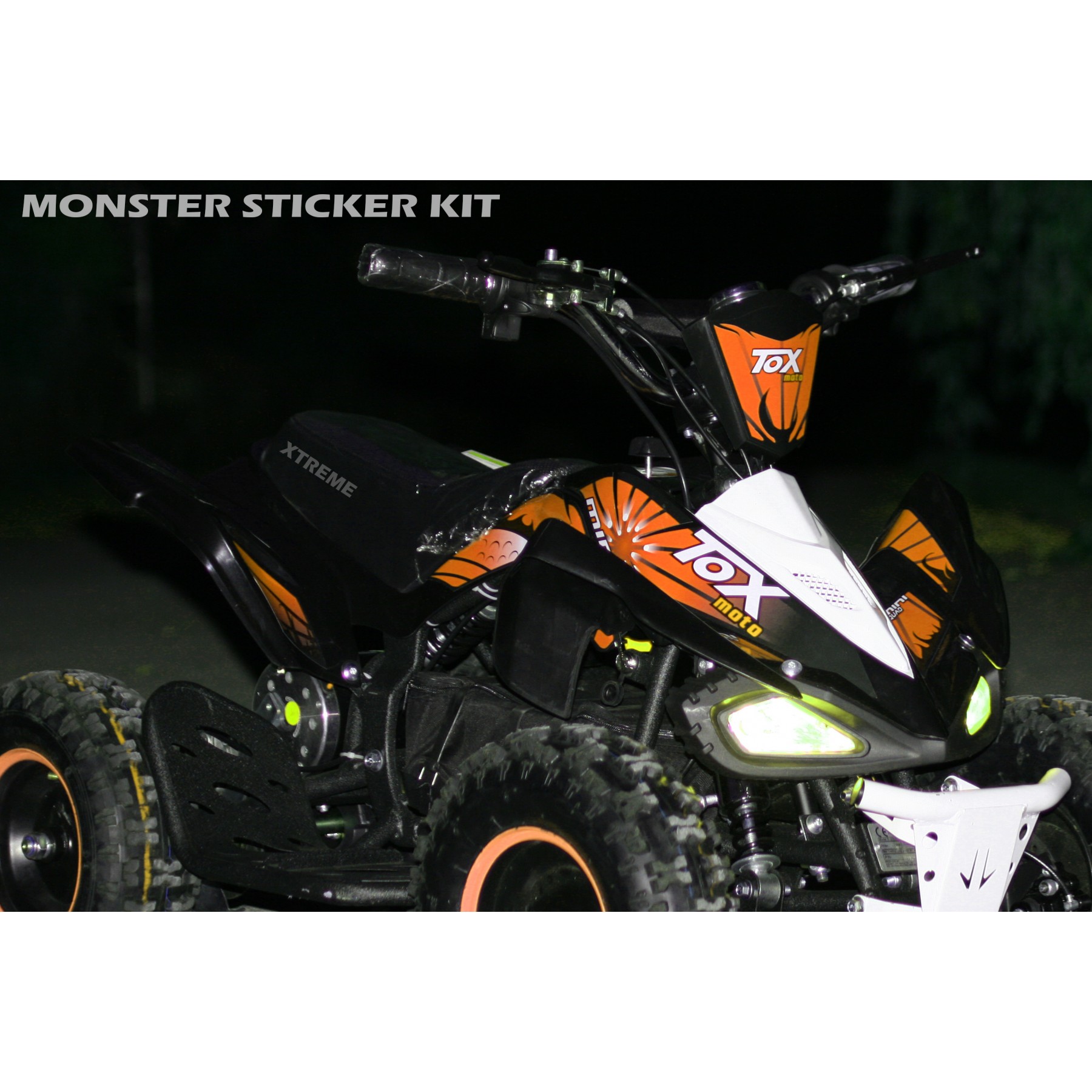 MINI QUAD BIKE STICKER KIT / DECALS / TRANSFERS / RED / GREEN / ORANGE / PINK ATV