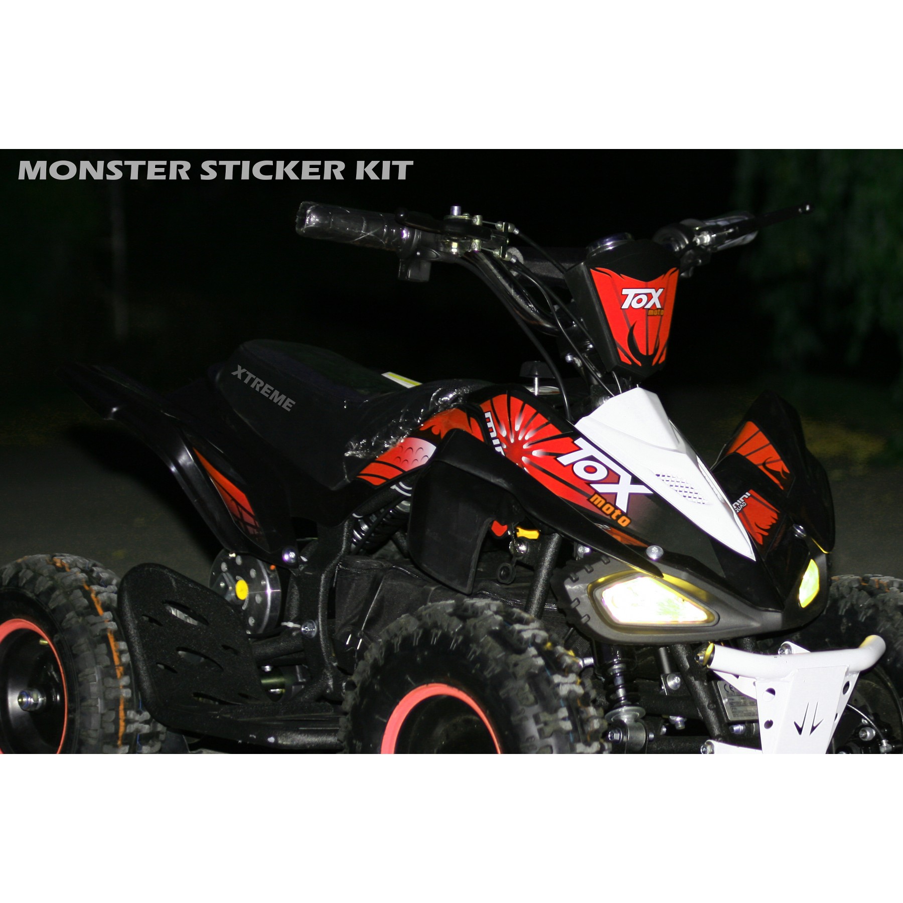 MINI QUAD BIKE STICKER KIT / DECALS / TRANSFERS / RED / GREEN / ORANGE / PINK ATV