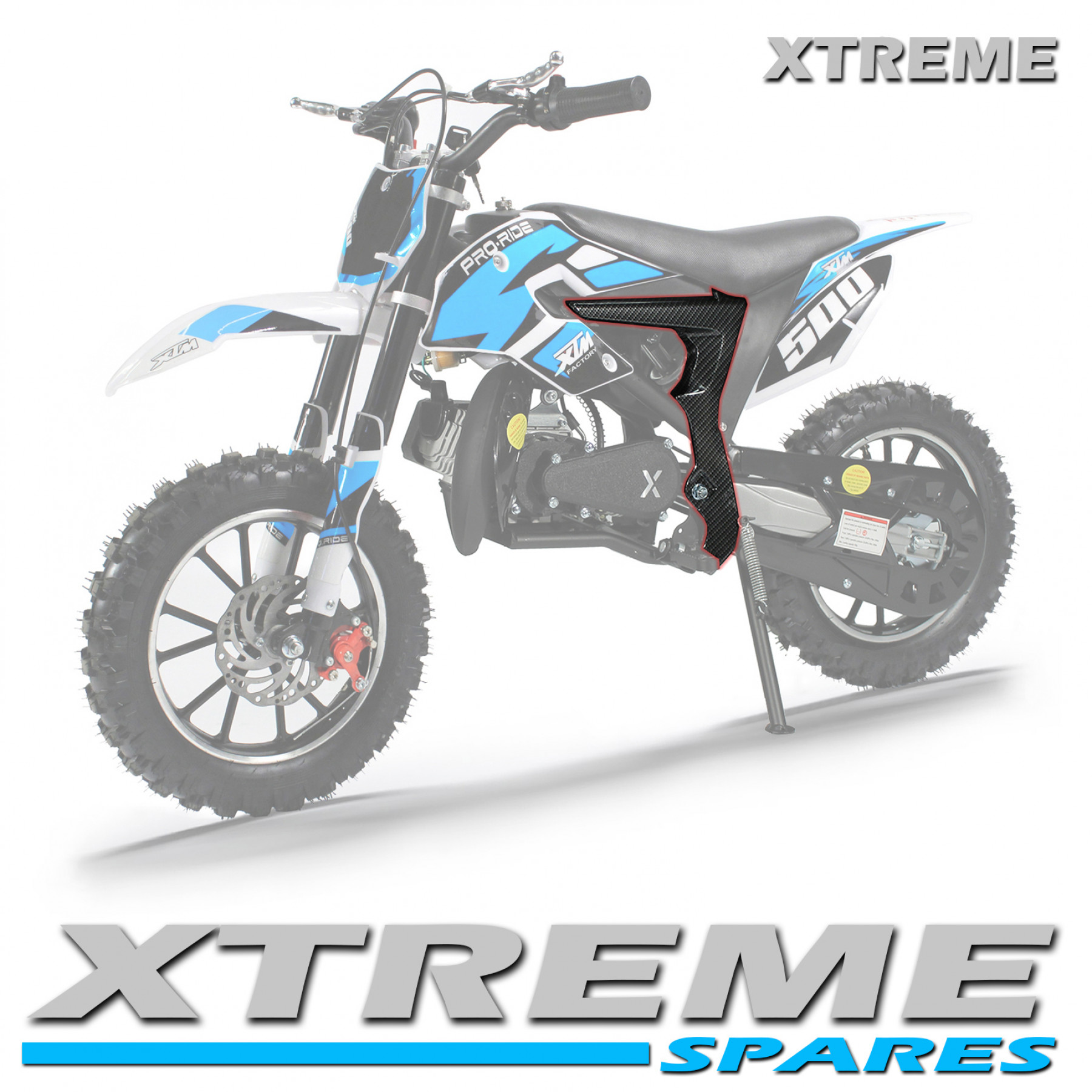 XTREME PRO-RIDER DIRT BIKE SIDE PLASTIC SET CARBON FIBER