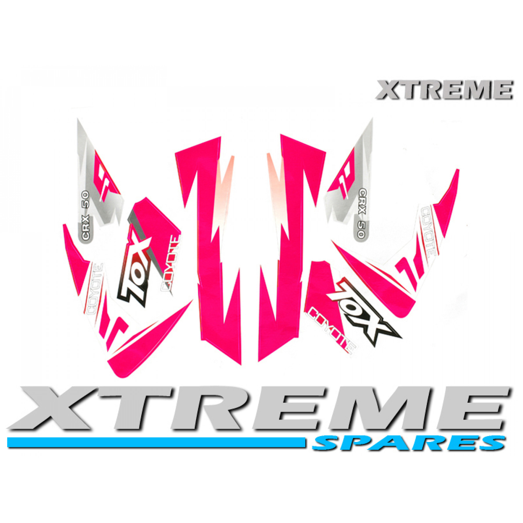 MINI DIRT BIKE CRX 50 TOX COYOTE STICKER KIT / DECALS / TRANSFERS IN PINK