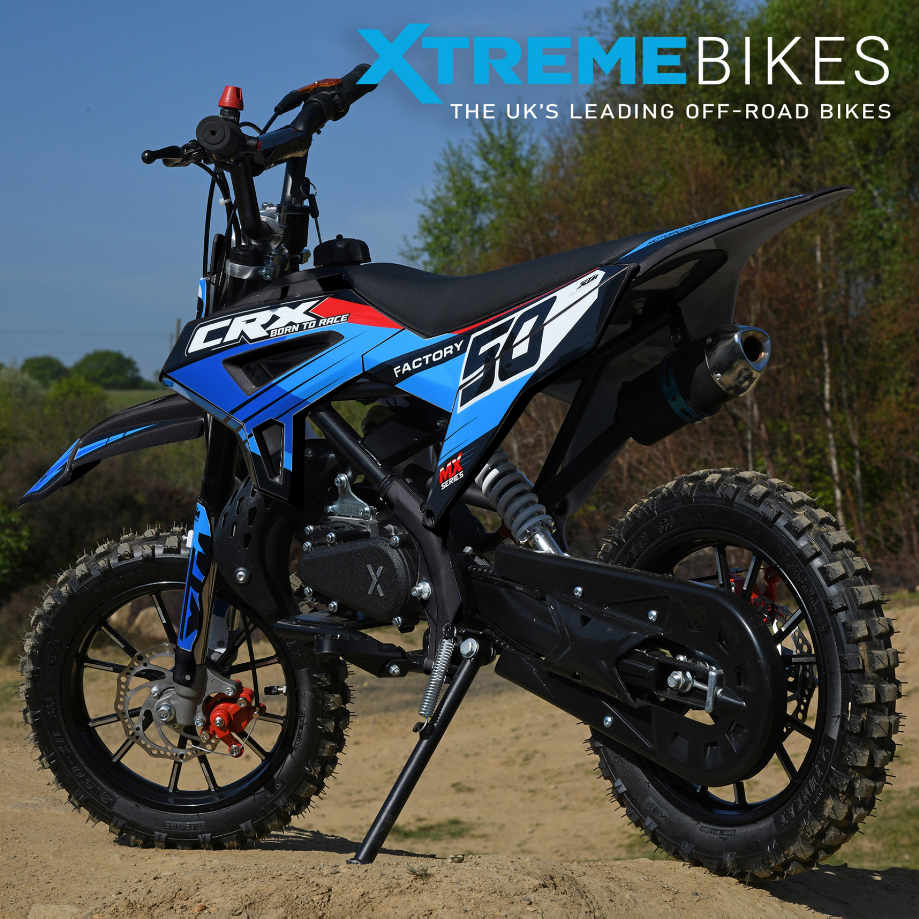 XTM CRX 50CC DIRT BIKE BLACK BLUE