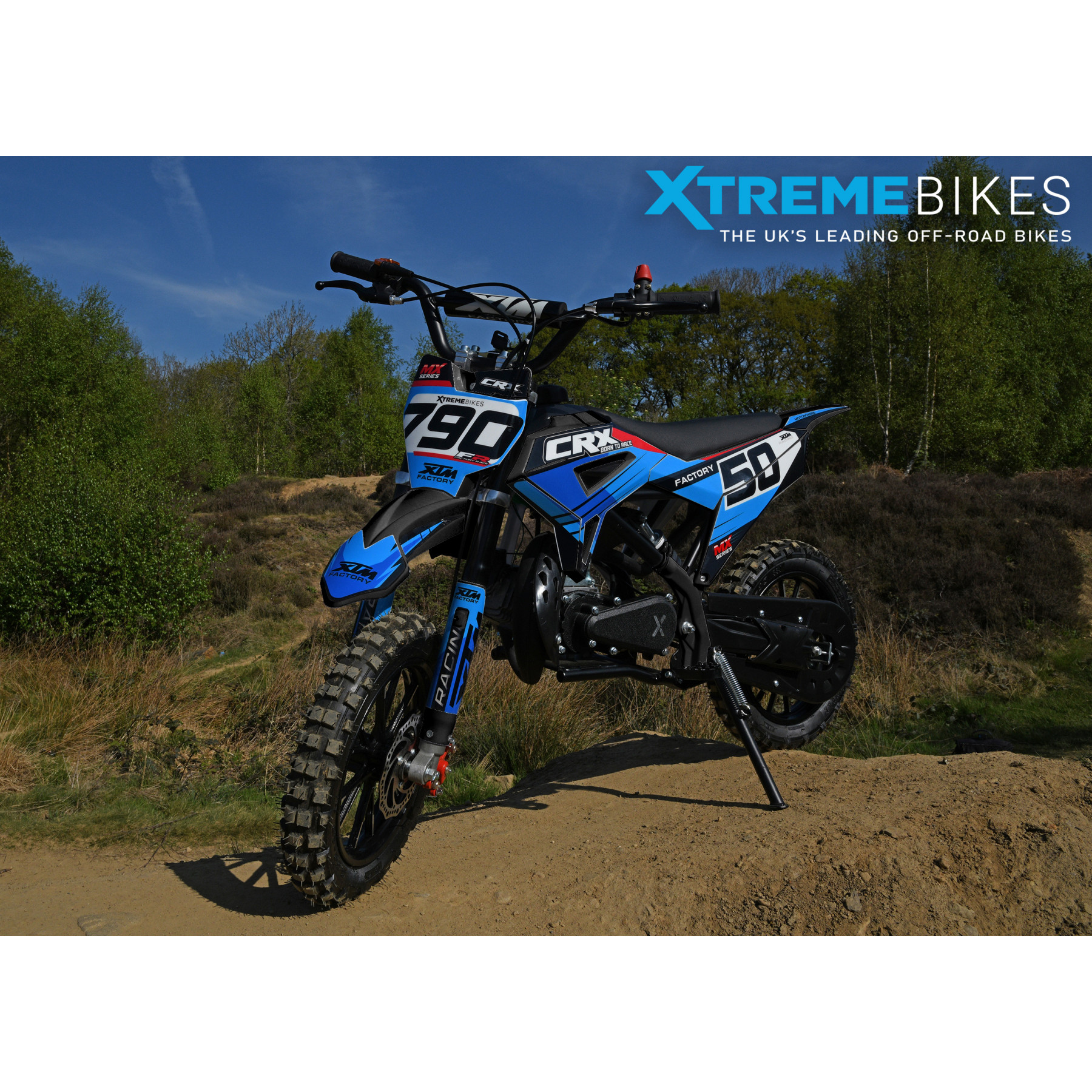 XTM CRX 50CC DIRT BIKE BLACK BLUE