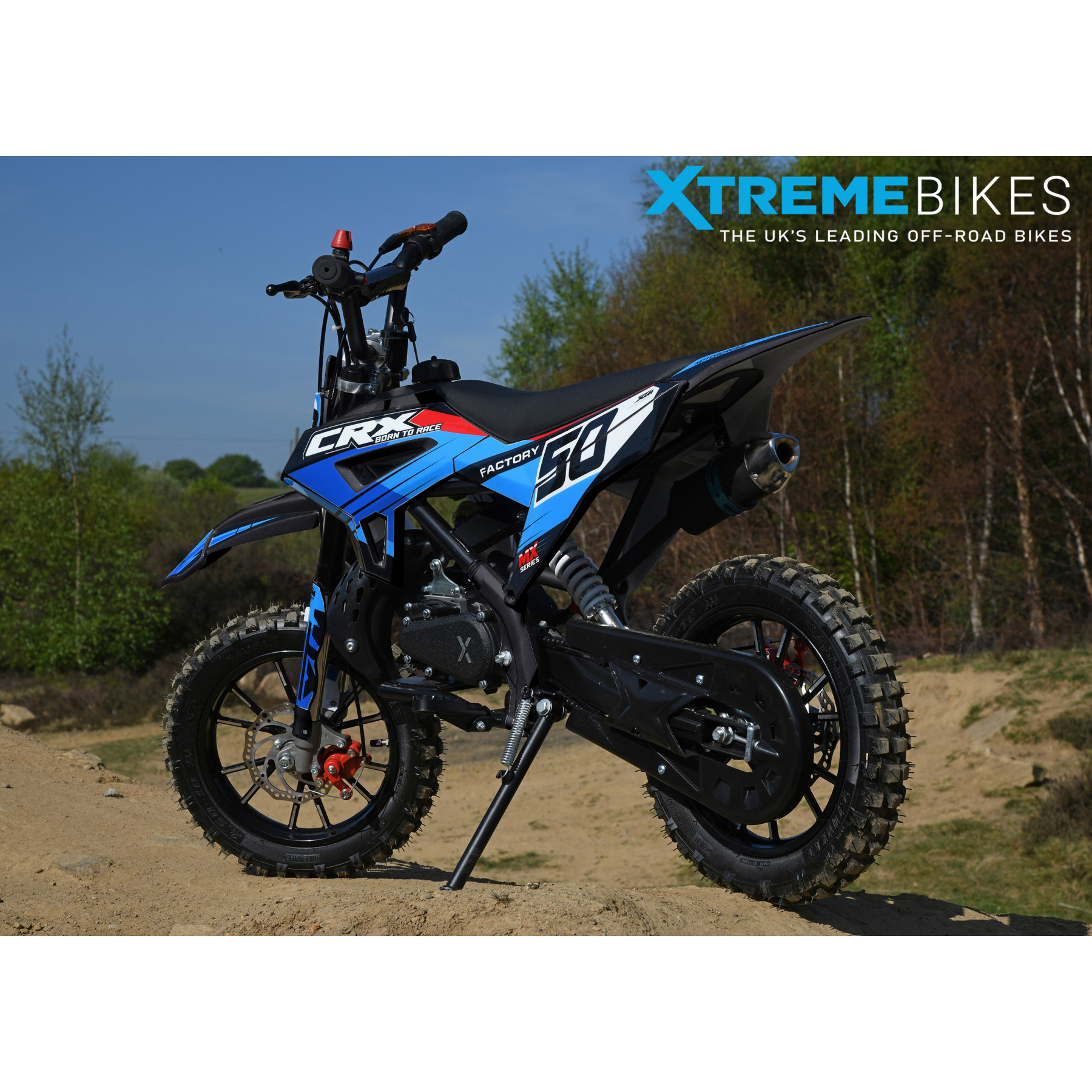 XTM CRX 50CC DIRT BIKE BLACK BLUE