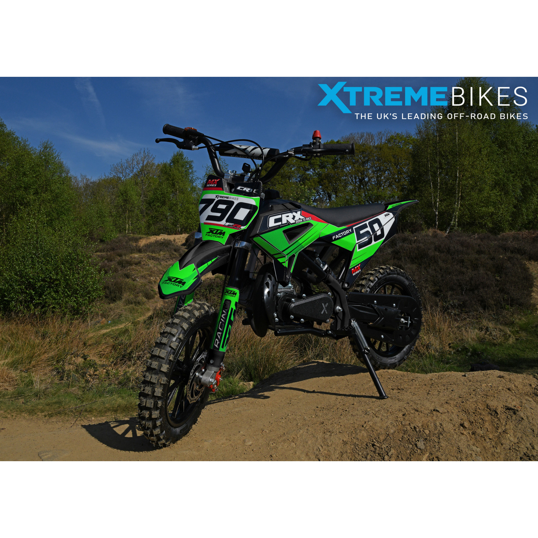 XTM CRX 50CC DIRT BIKE BLACK GREEN