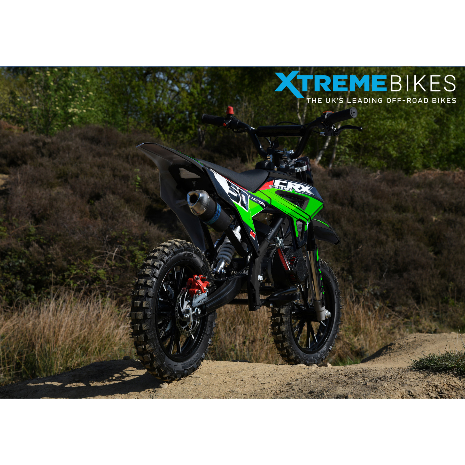 XTM CRX 50CC DIRT BIKE BLACK GREEN