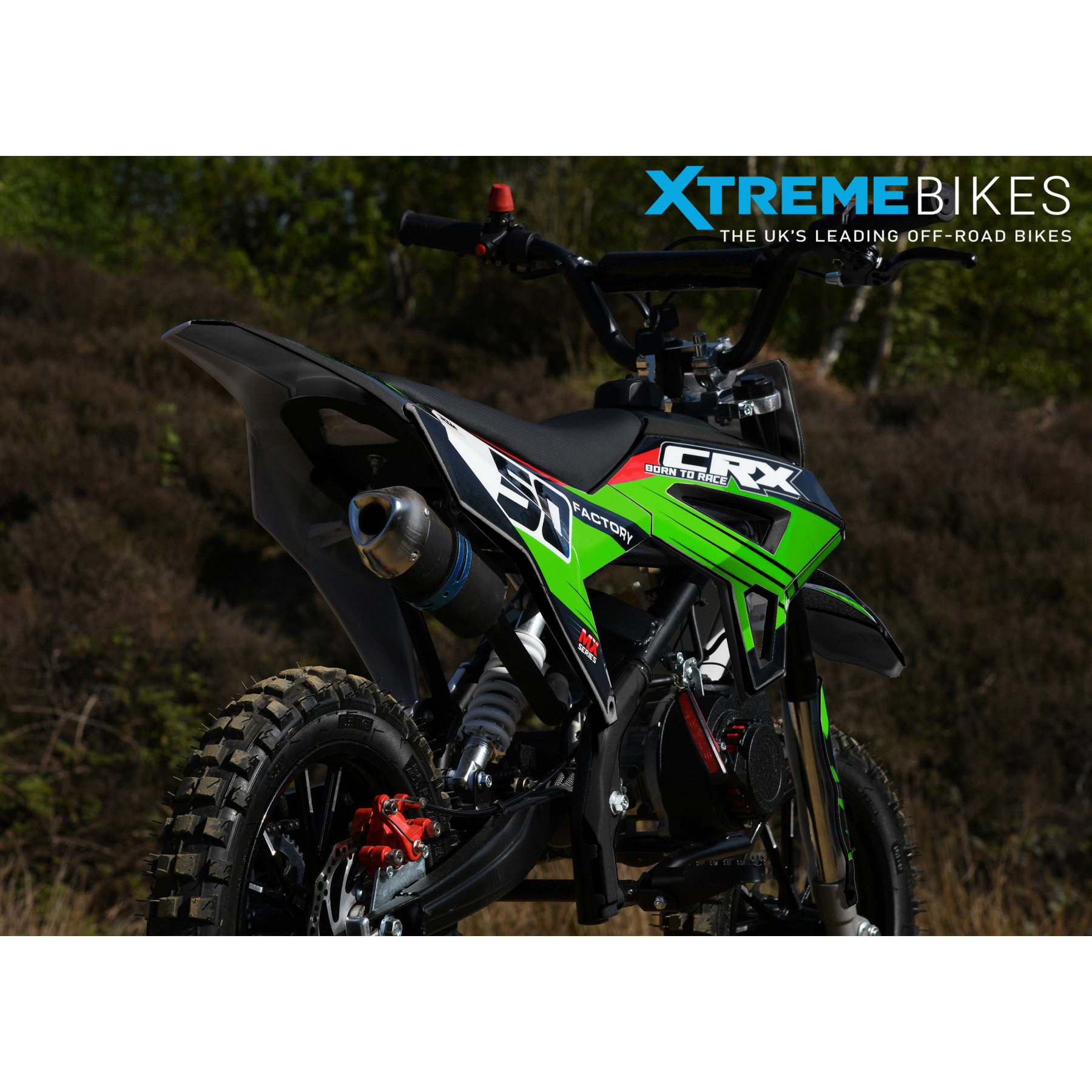 XTM CRX 50CC DIRT BIKE BLACK GREEN