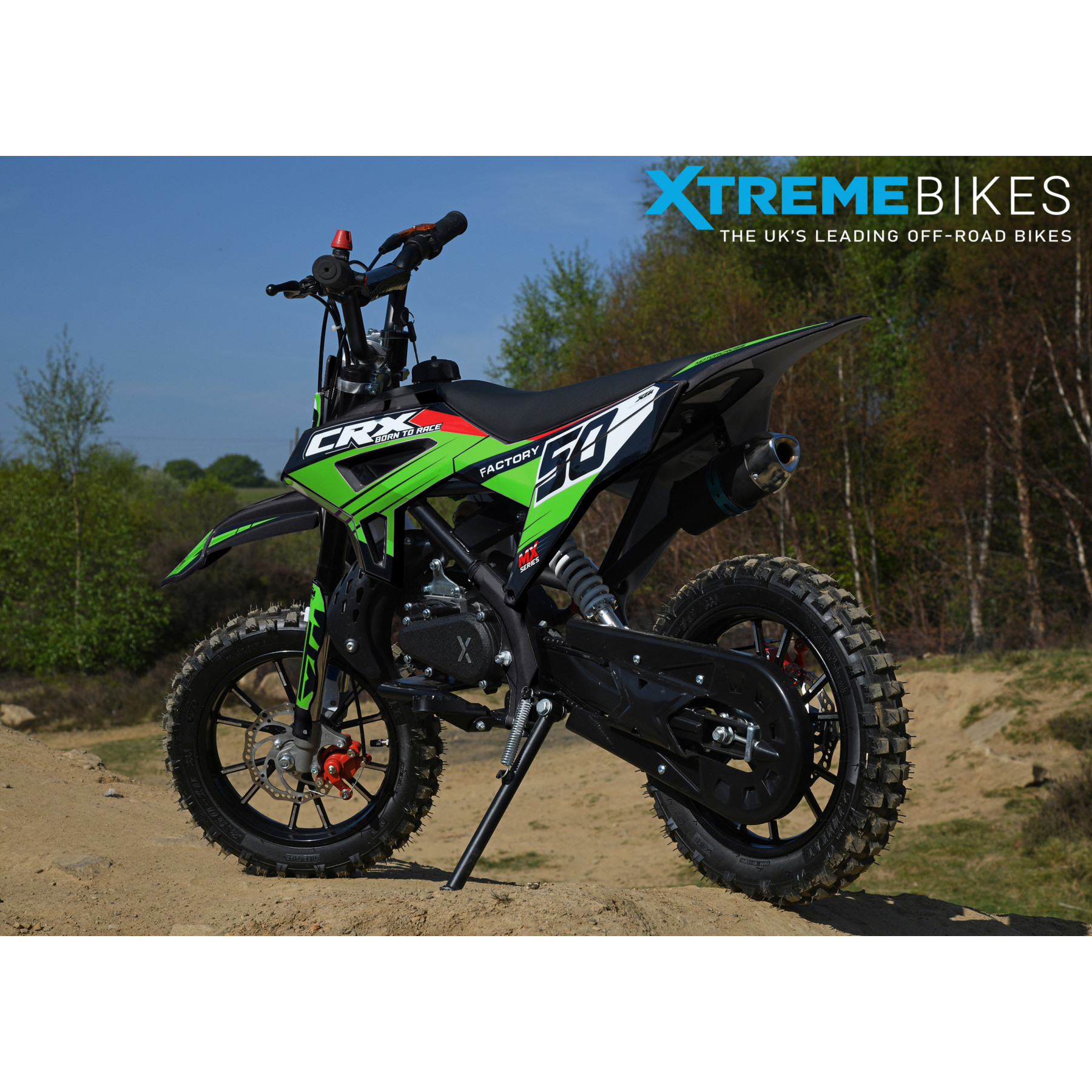XTM CRX 50CC DIRT BIKE BLACK GREEN
