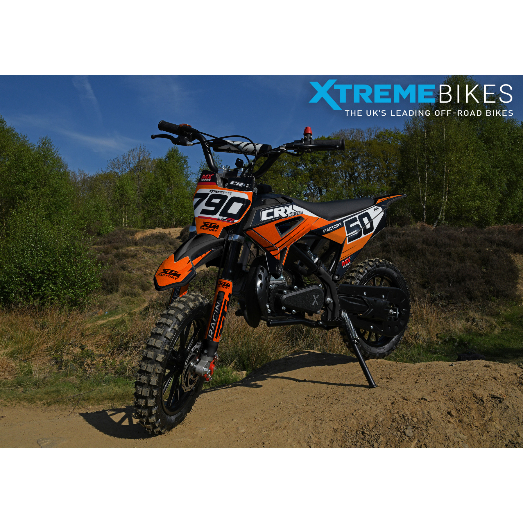 XTM CRX 50CC DIRT BIKE BLACK ORANGE