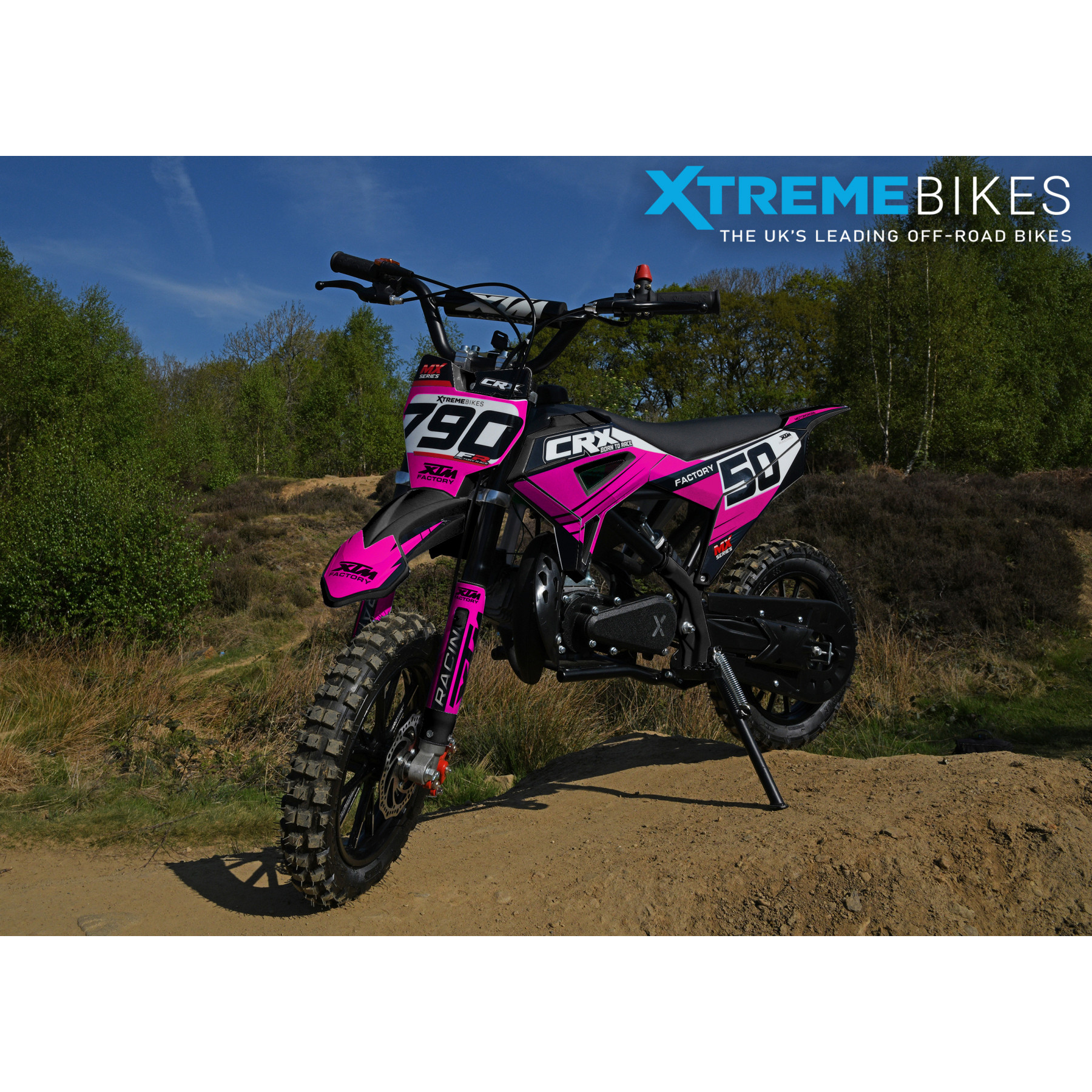 XTM CRX 50CC DIRT BIKE BLACK PINK