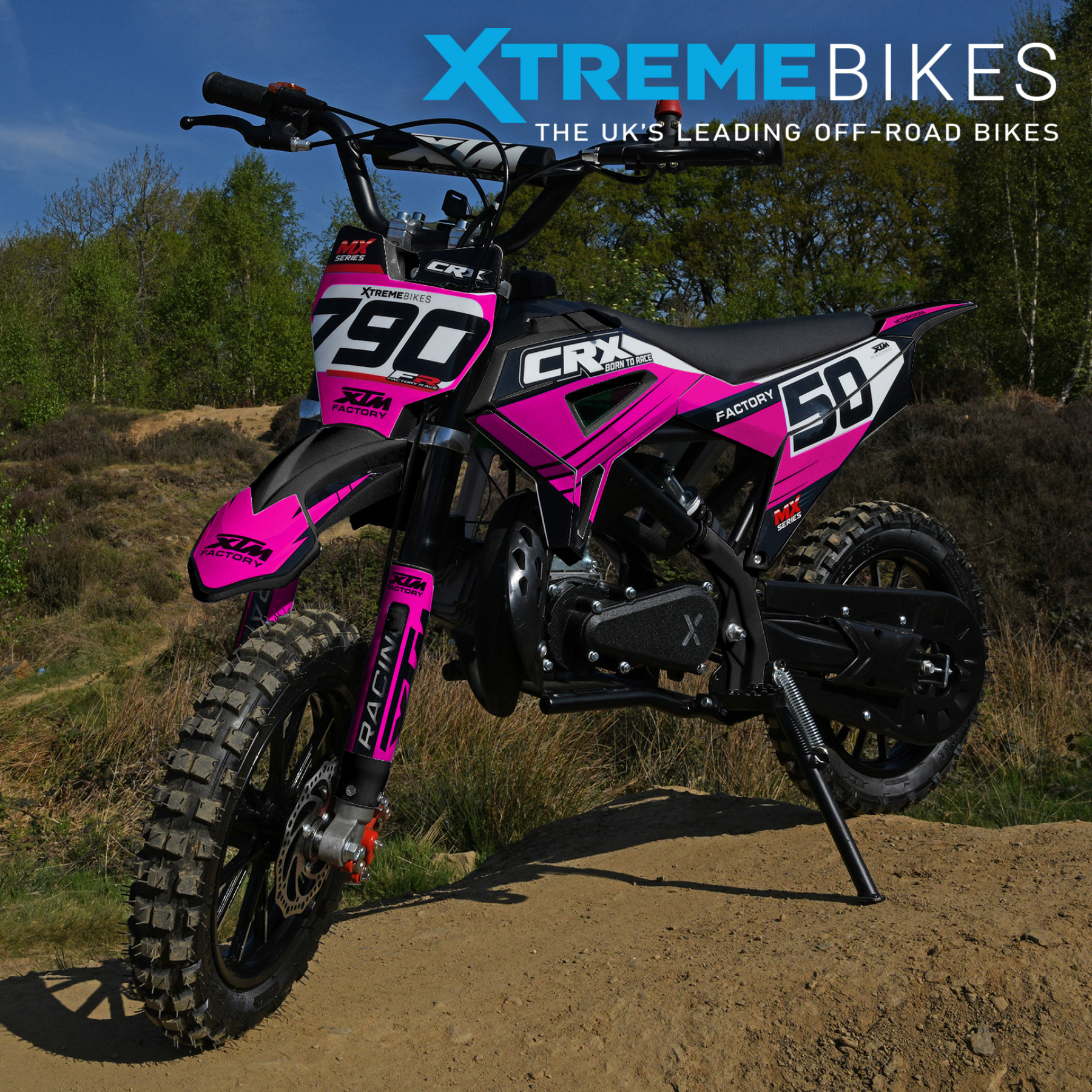 XTM CRX 50CC DIRT BIKE BLACK PINK