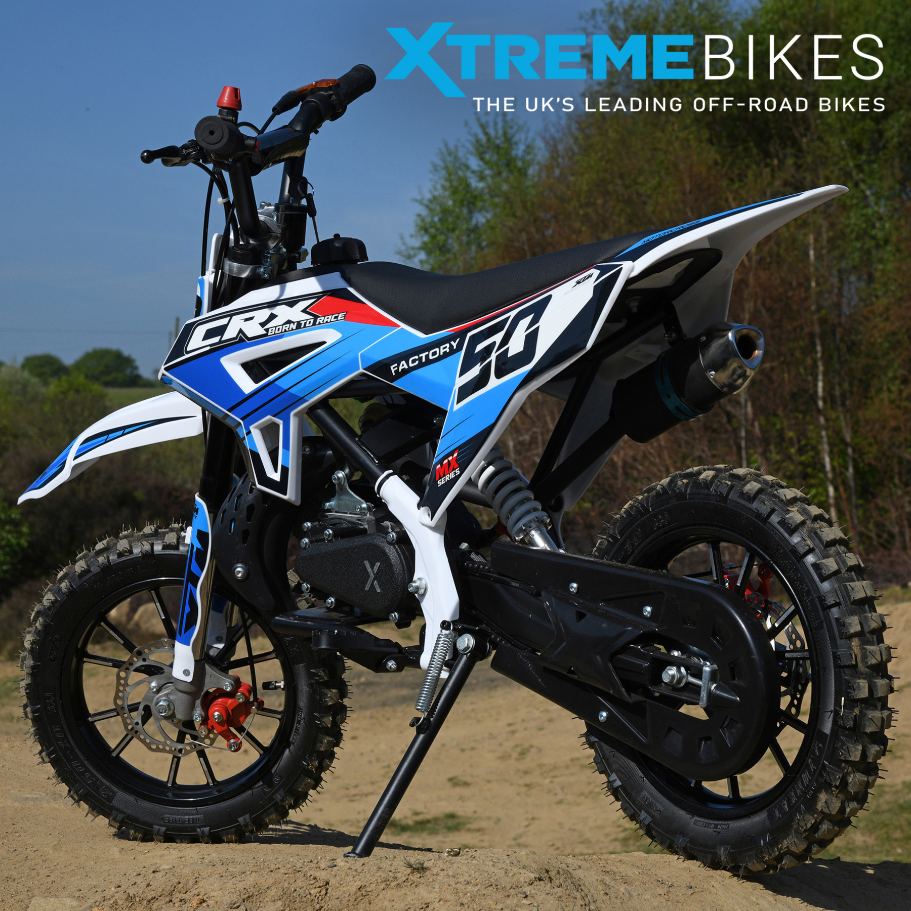 XTM CRX 50CC DIRT BIKE WHITE BLUE