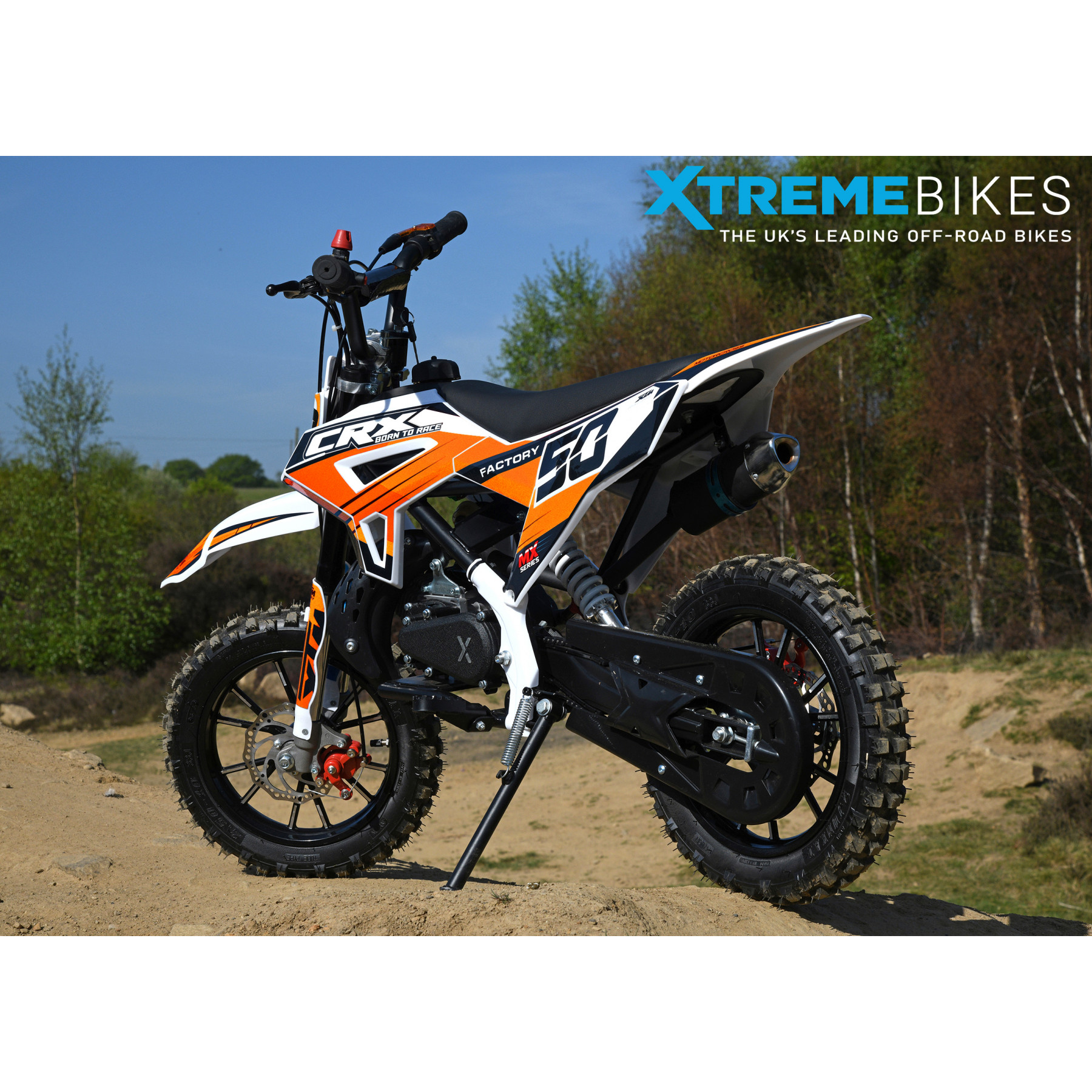 XTM CRX 50CC DIRT BIKE COLOUR-CODED ORANGE HYDRAULIC SUSPENSION