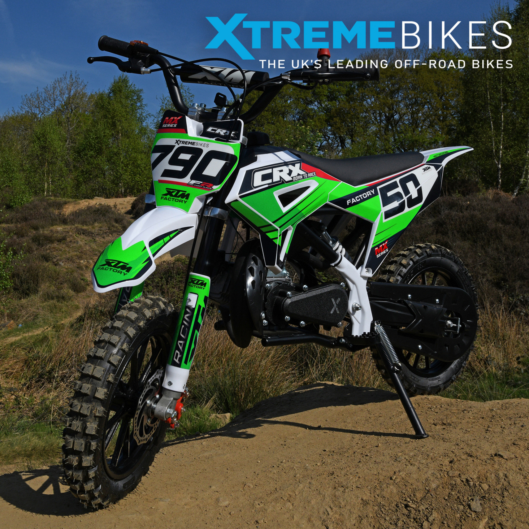 XTM CRX 50CC DIRT BIKE COLOUR-CODED GREEN