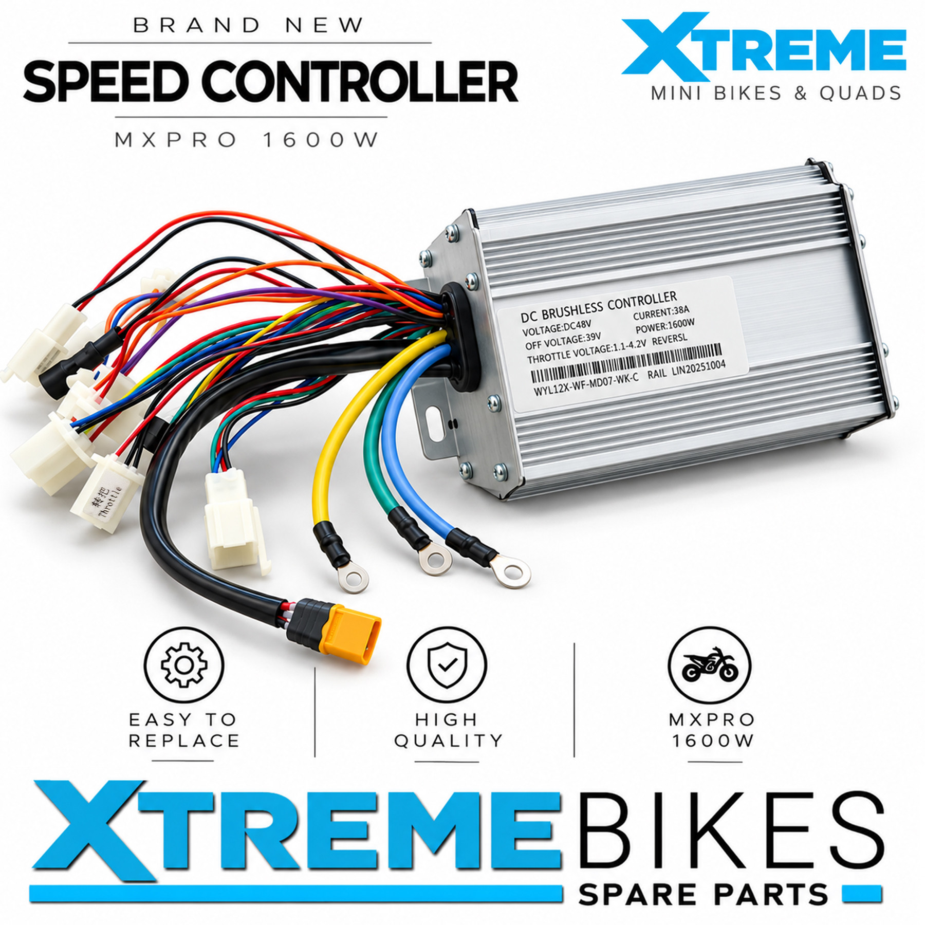 XTREME ELECTRIC XTM MX-PRO 48V 1600W LITHIUM REPLACEMENT SPEED CONTROLLER WYLY12X-WF-MD07-WK-C - NEW MODEL