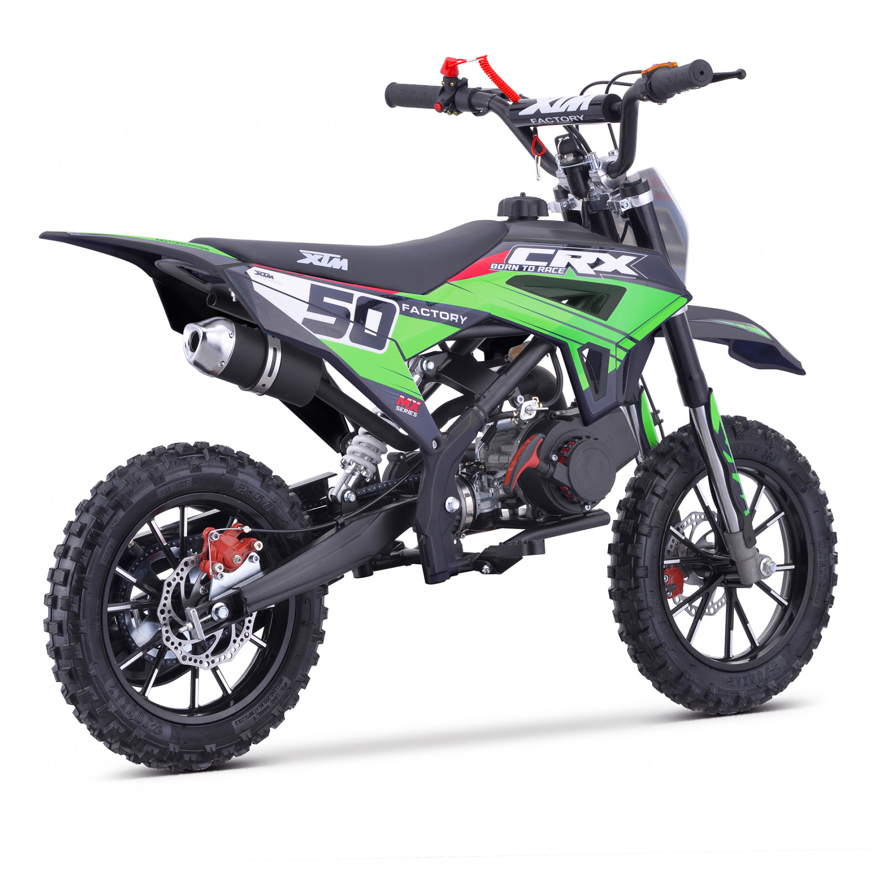 XTM CRX 50CC DIRT BIKE BLACK GREEN