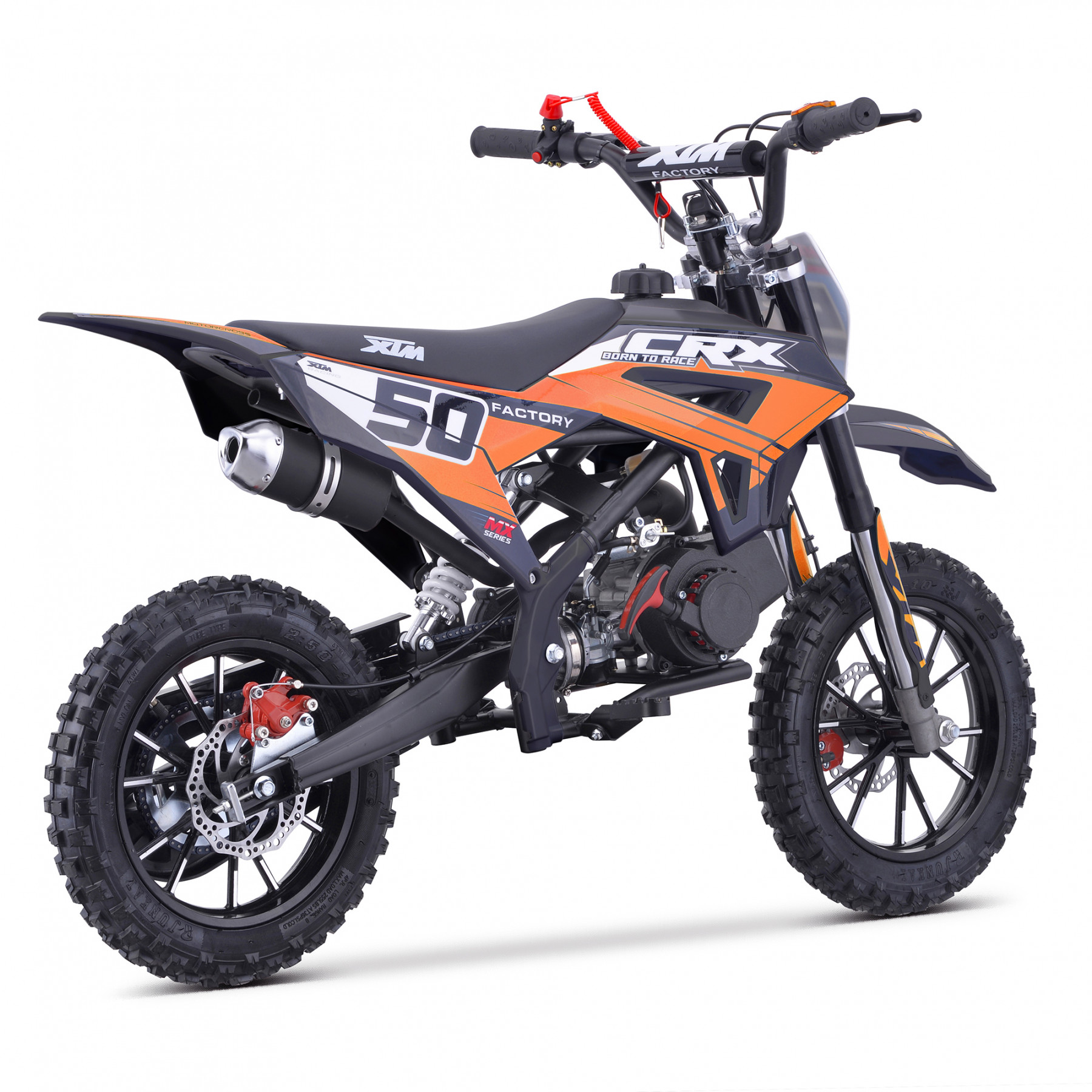 XTM CRX 50CC DIRT BIKE BLACK ORANGE