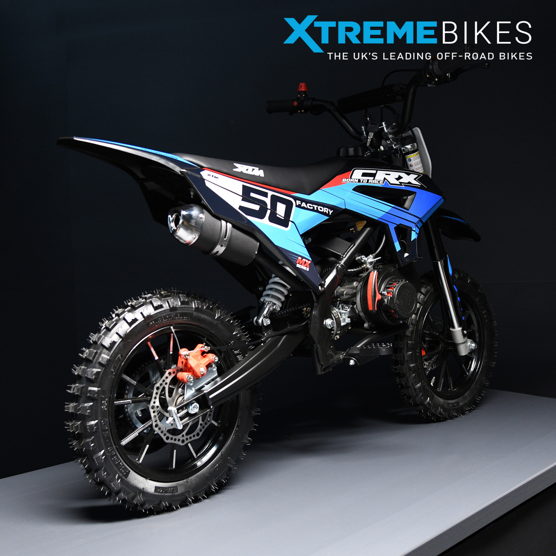 XTM CRX 50CC DIRT BIKE BLACK BLUE