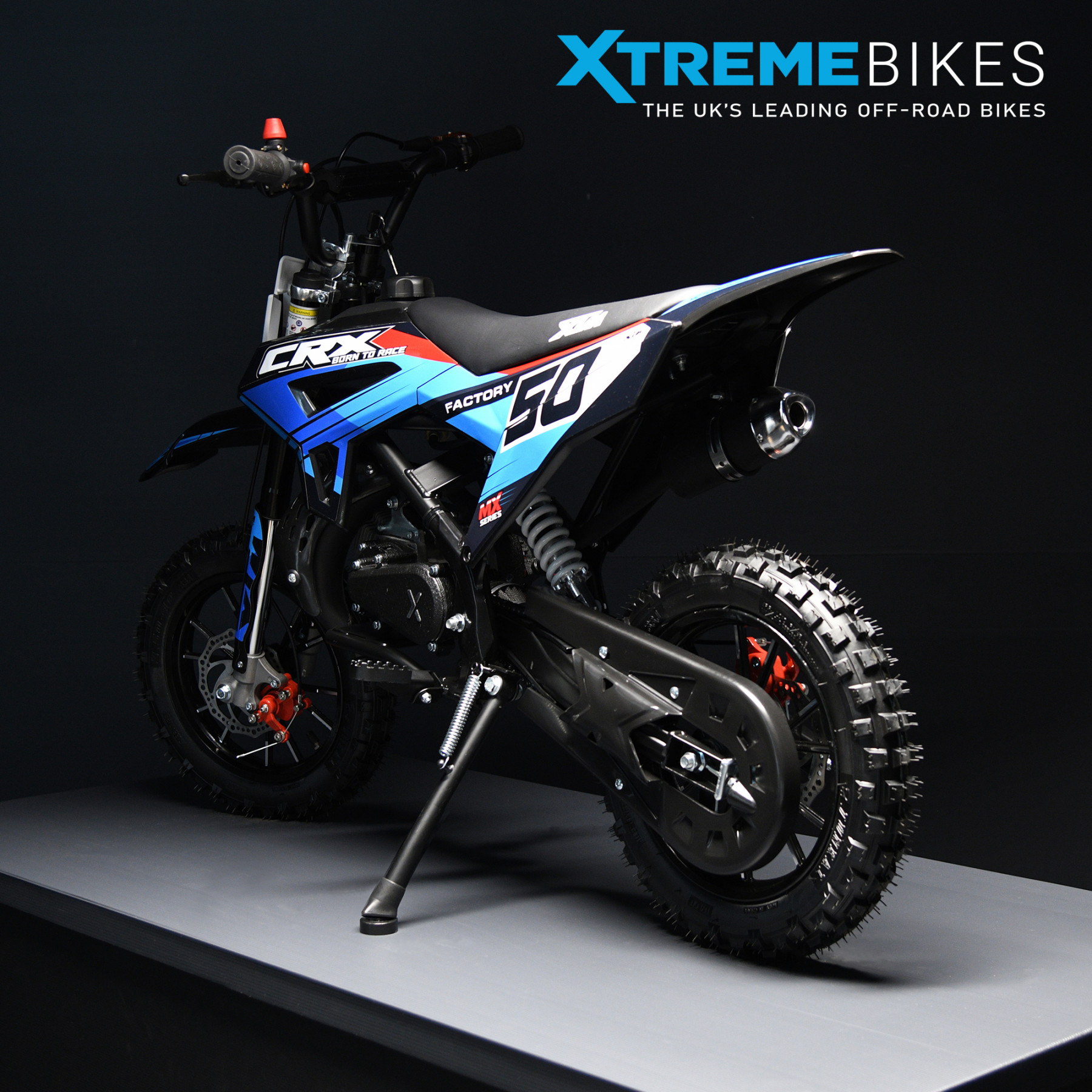 XTM CRX 50CC DIRT BIKE BLACK BLUE