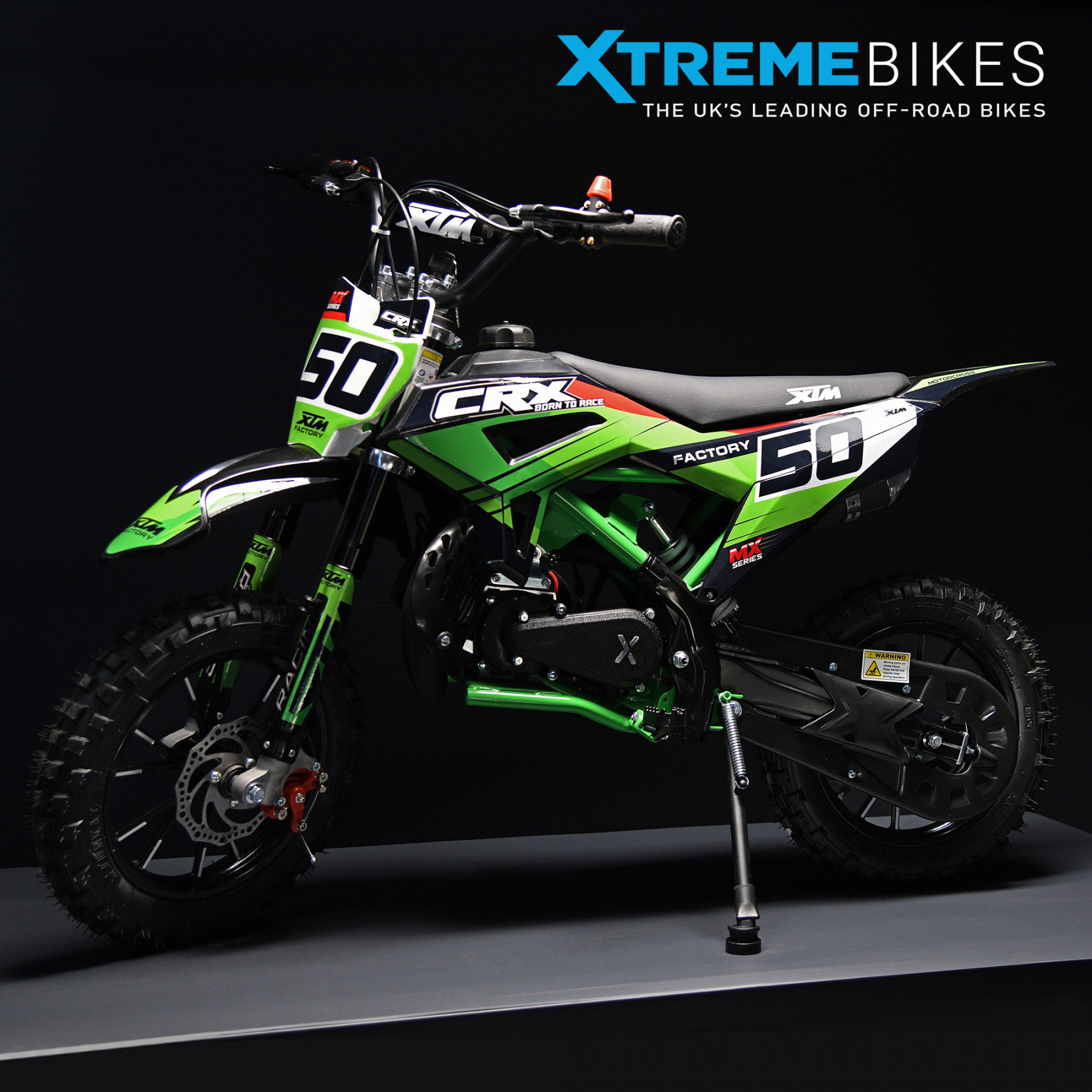 XTM CRX 50CC DIRT BIKE BLACK GREEN