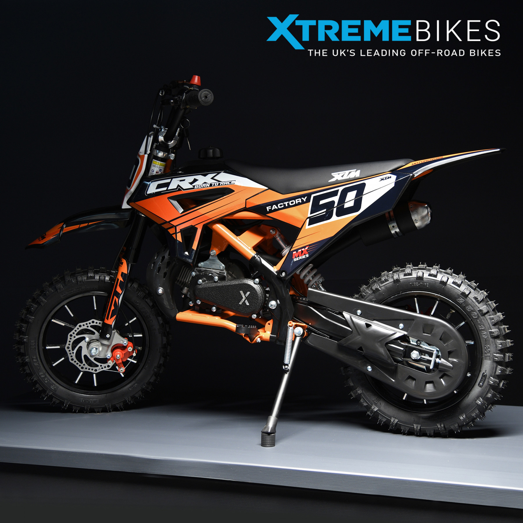 XTM CRX 50CC DIRT BIKE BLACK ORANGE