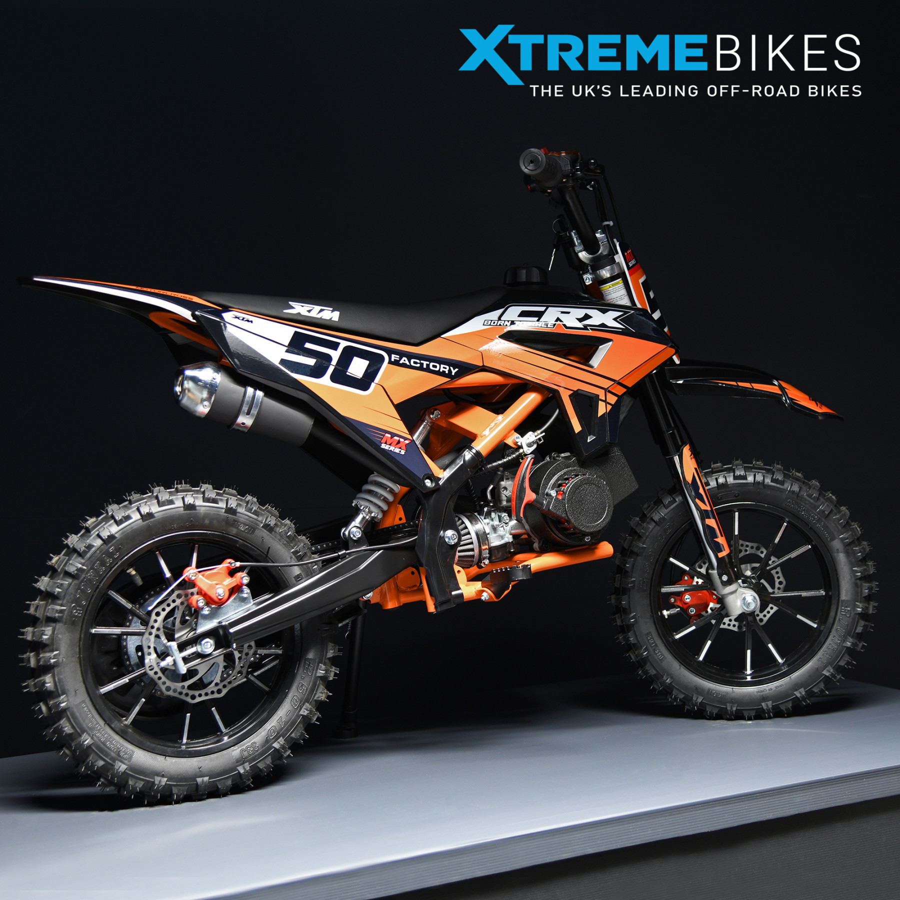 XTM CRX 50CC DIRT BIKE BLACK ORANGE