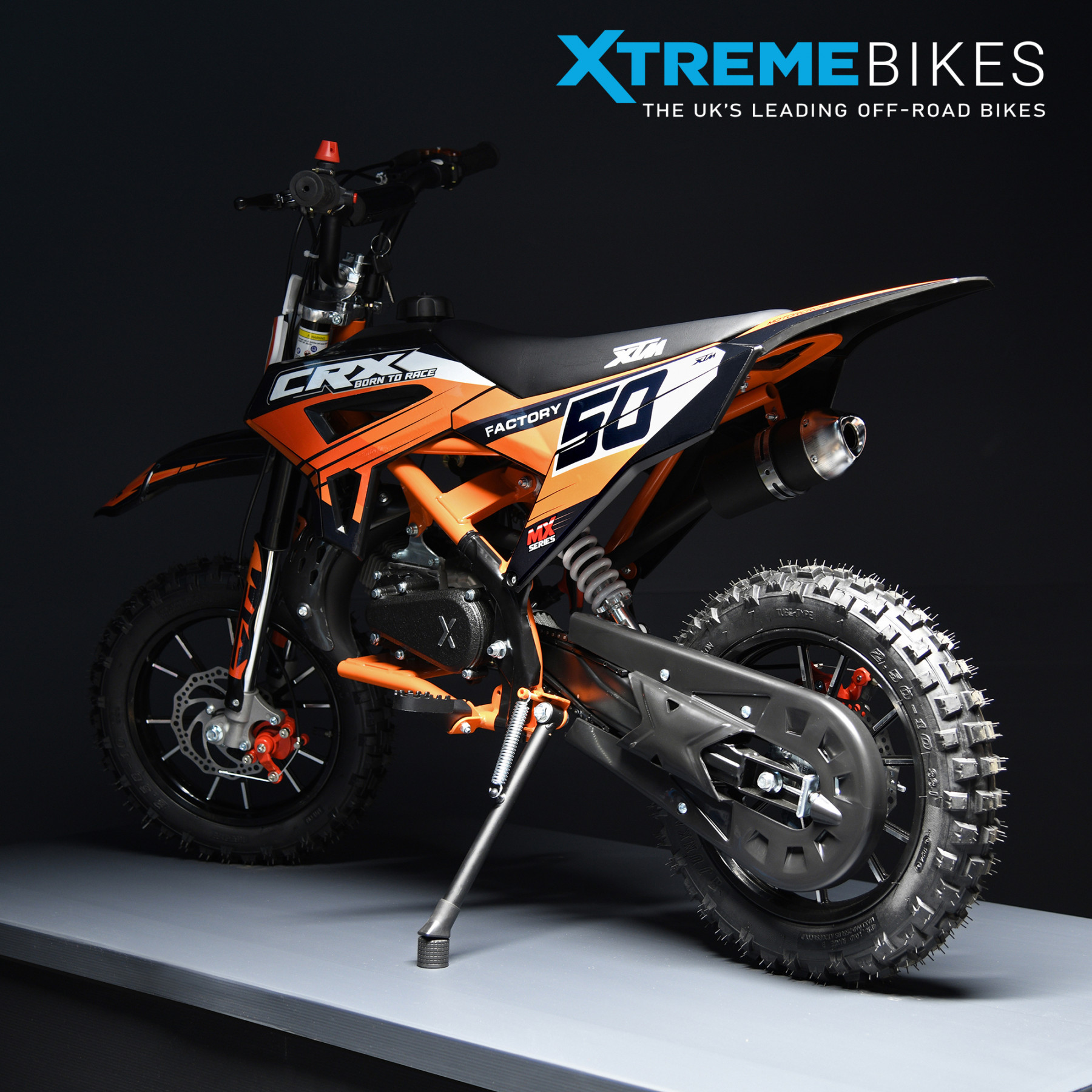 XTM CRX 50CC DIRT BIKE BLACK ORANGE