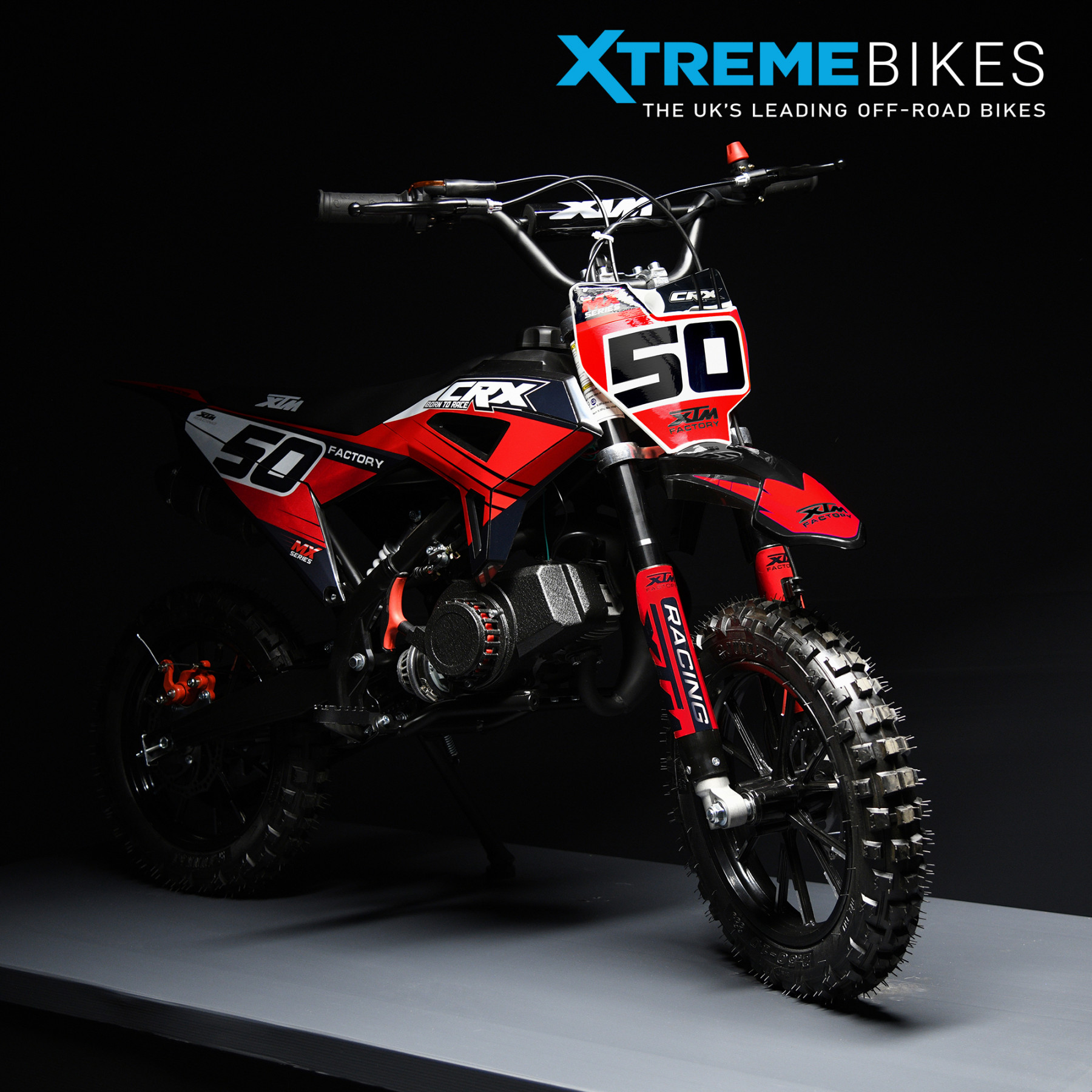 XTM CRX 50CC DIRT BIKE BLACK RED