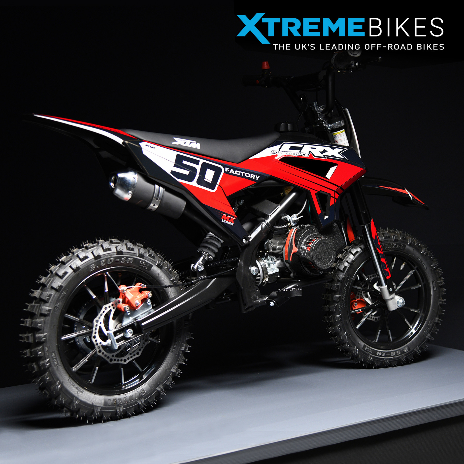 XTM CRX 50CC DIRT BIKE BLACK RED