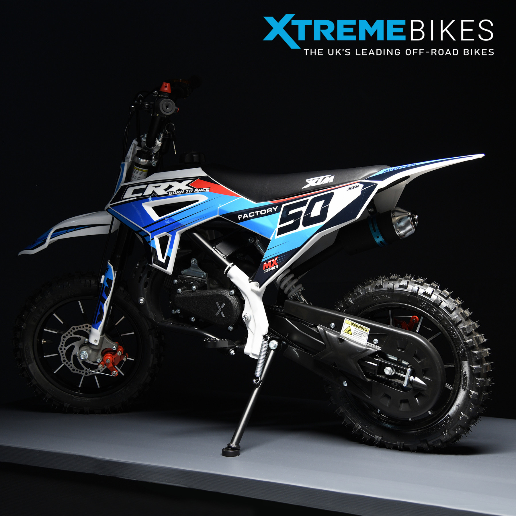 XTM CRX 50CC DIRT BIKE WHITE BLUE