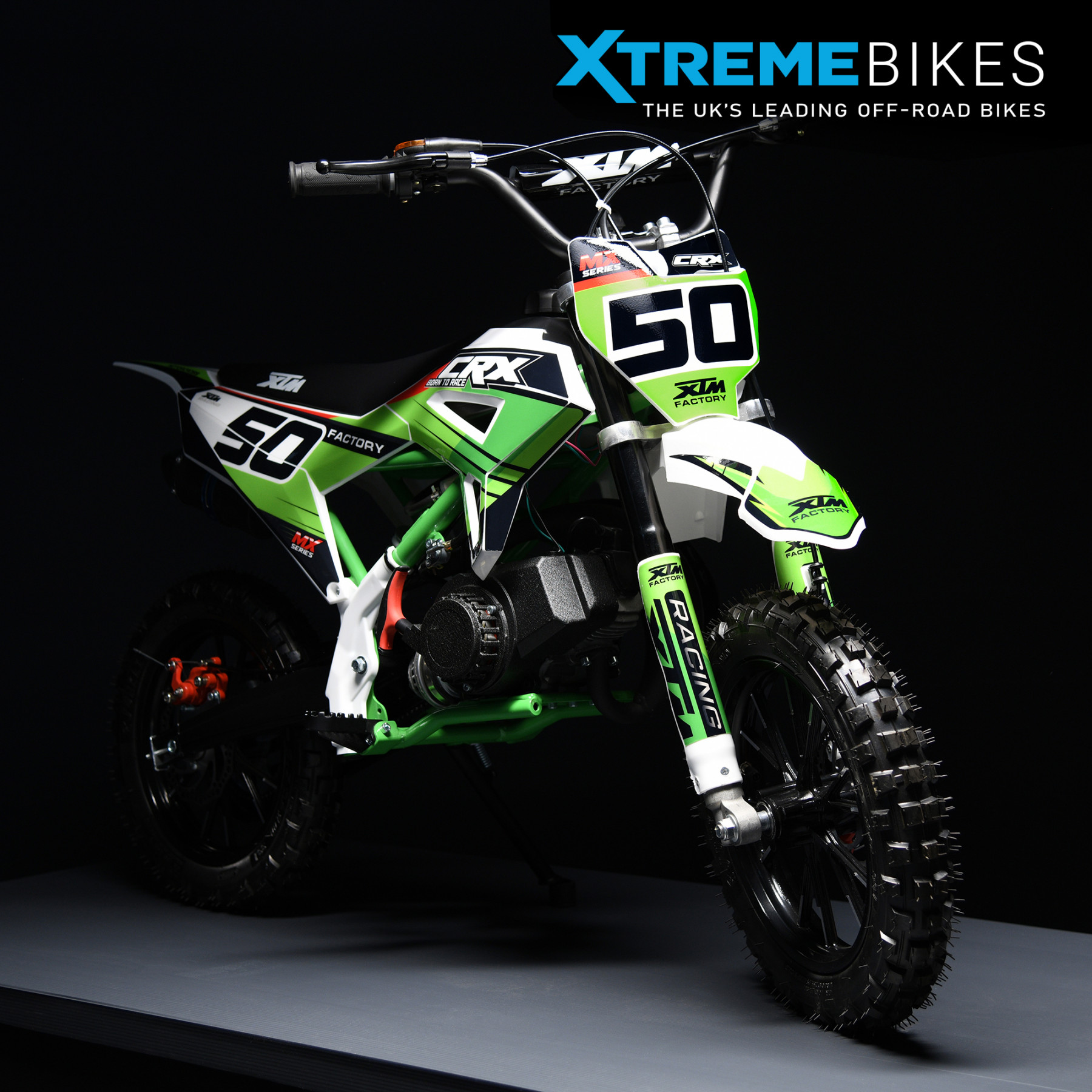 XTM CRX 50CC DIRT BIKE COLOUR-CODED GREEN