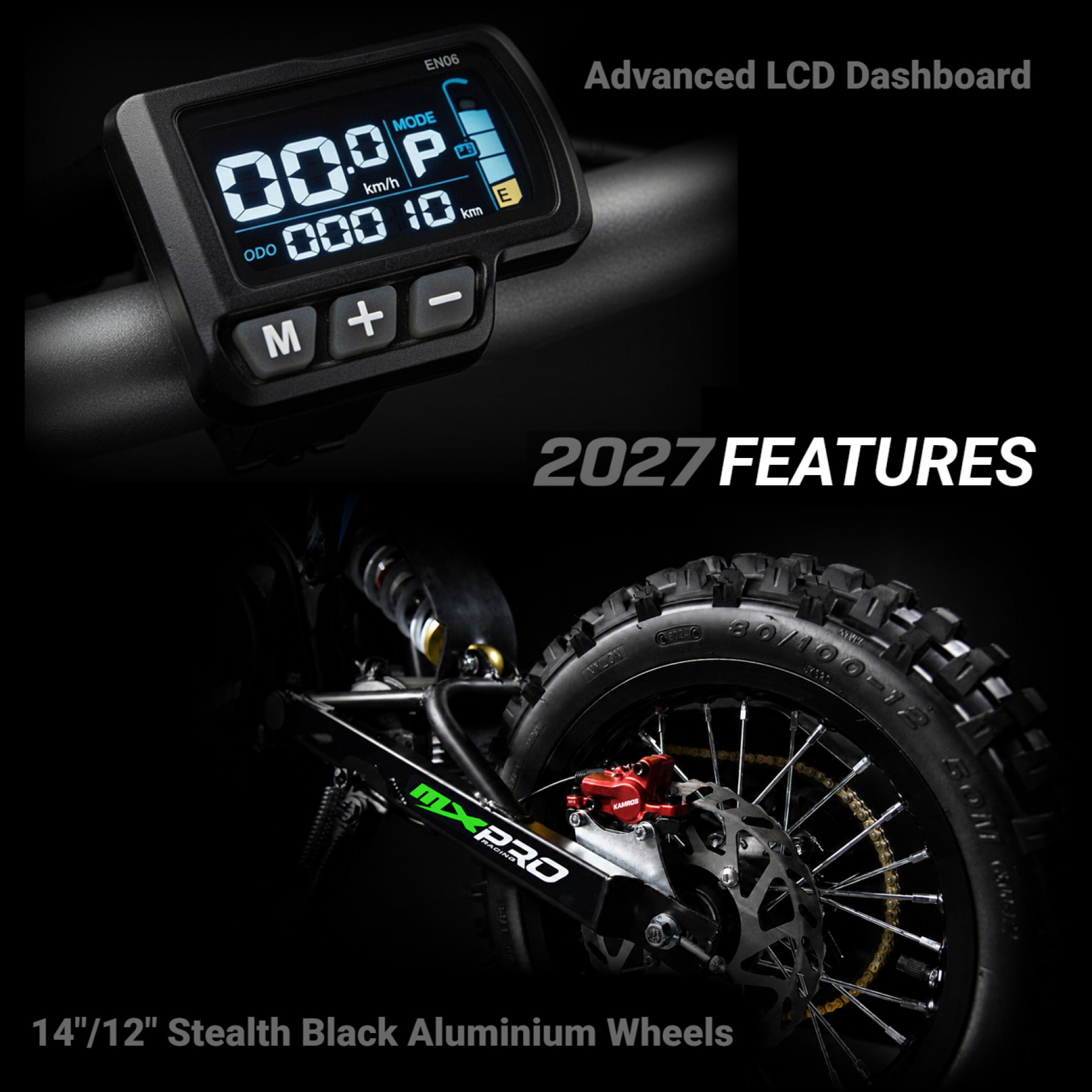 2027 XTM MXPRO 60V 2000W LITHIUM ELECTRIC DIRT BIKE BIG 14/12
