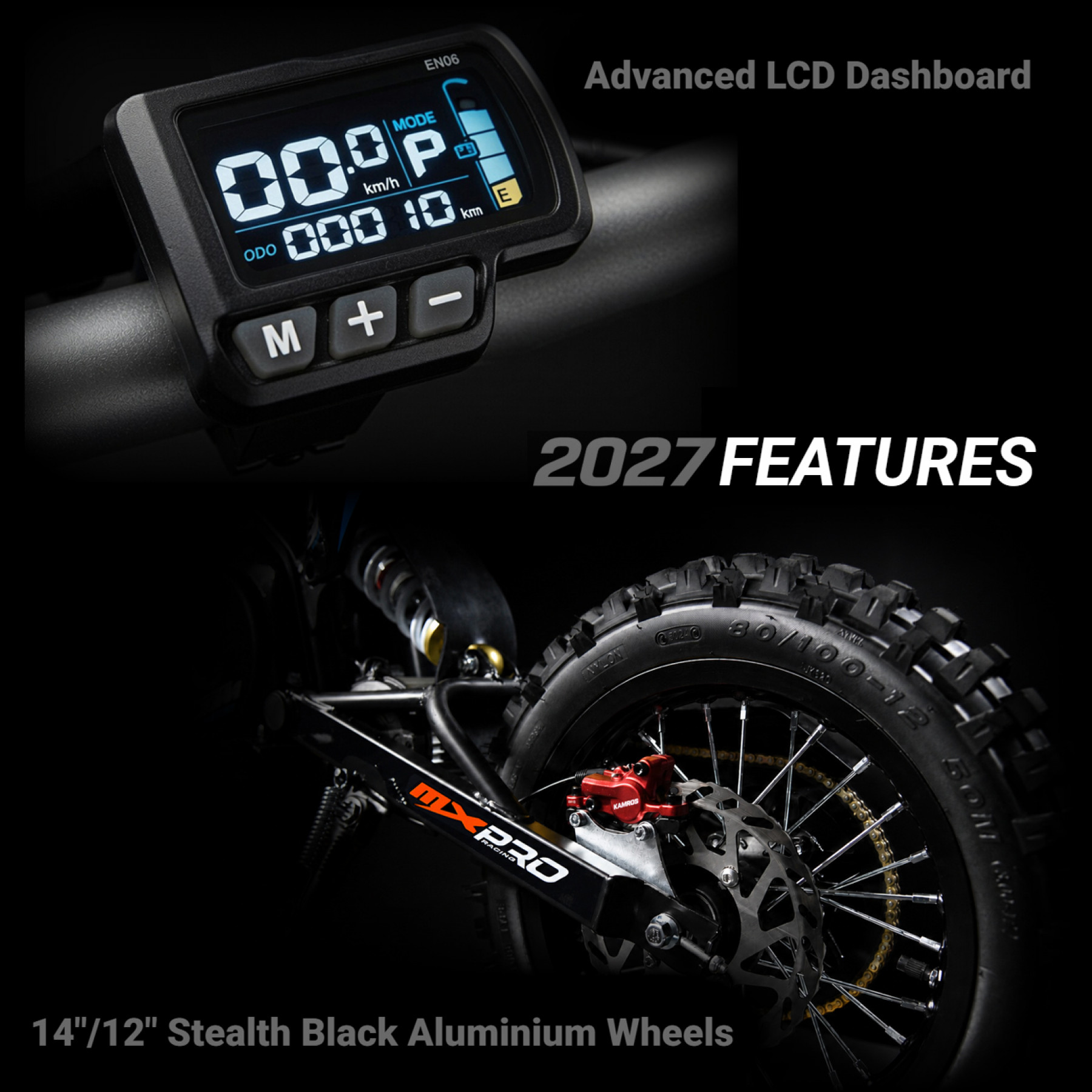 2027 XTM MXPRO 60V 2000W LITHIUM ELECTRIC DIRT BIKE BIG 14/12