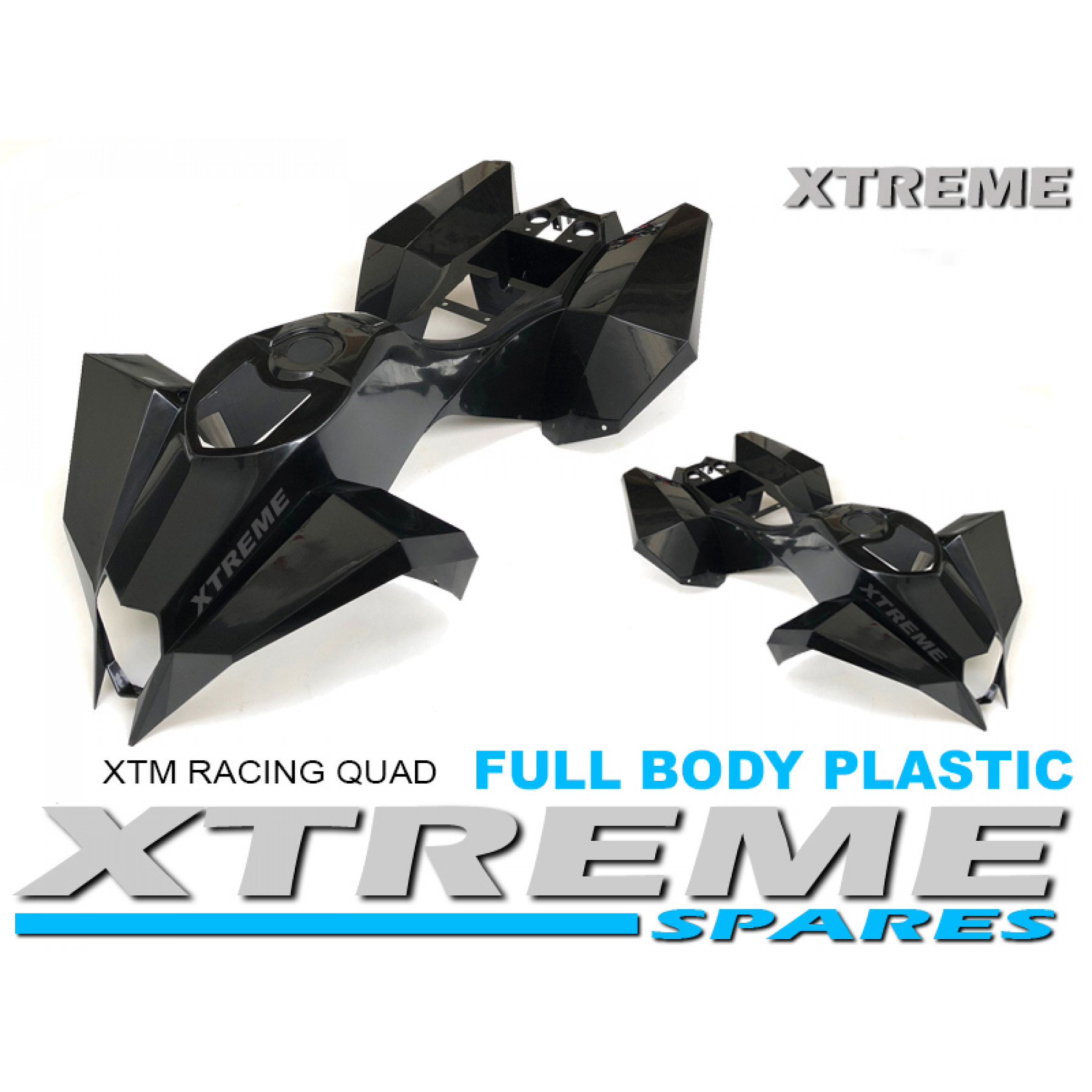 XTM RACING QUAD COMPLETE FULL BODY PLASTIC KIT BLACK