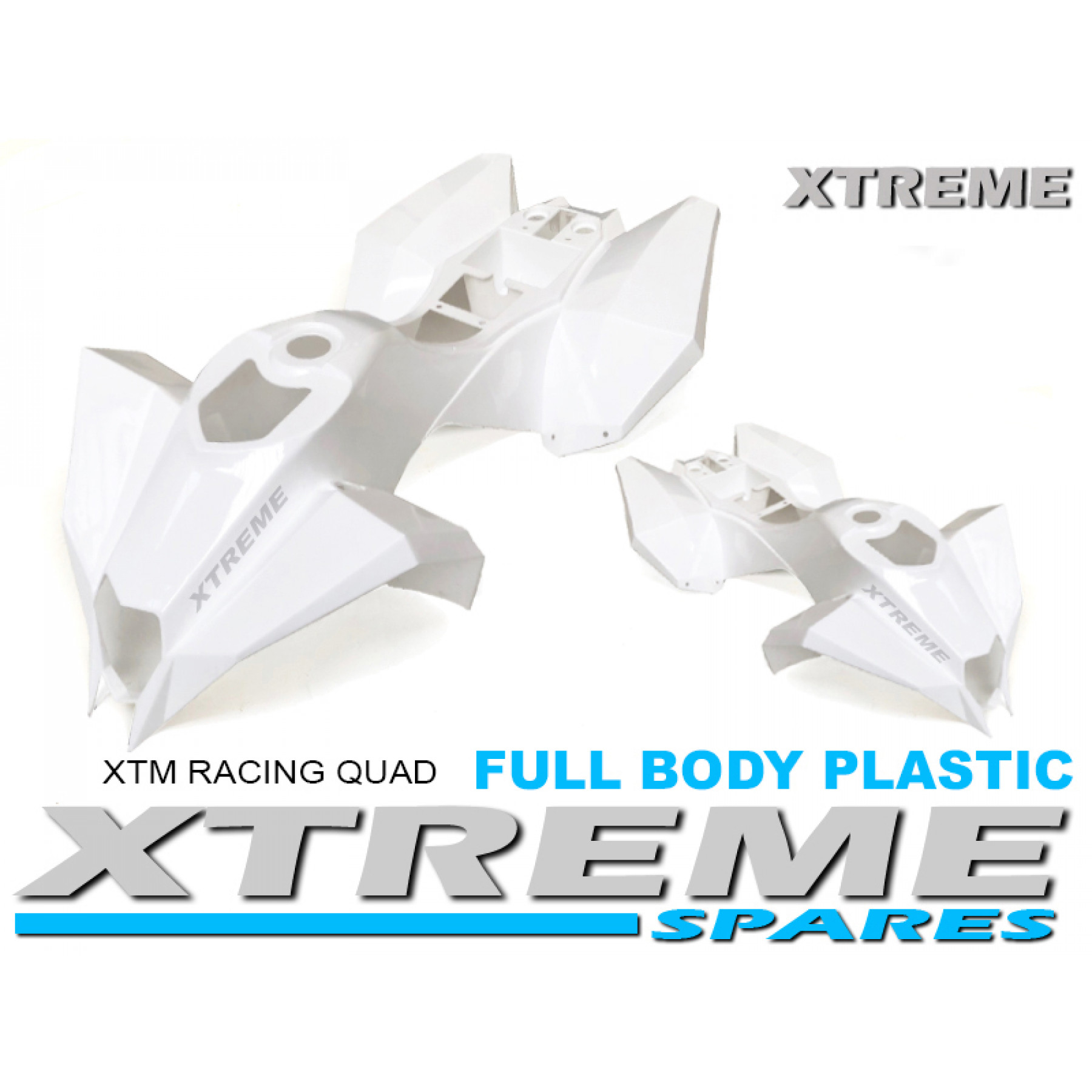 XTM RACING QUAD COMPLETE FULL BODY PLASTIC KIT WHITE
