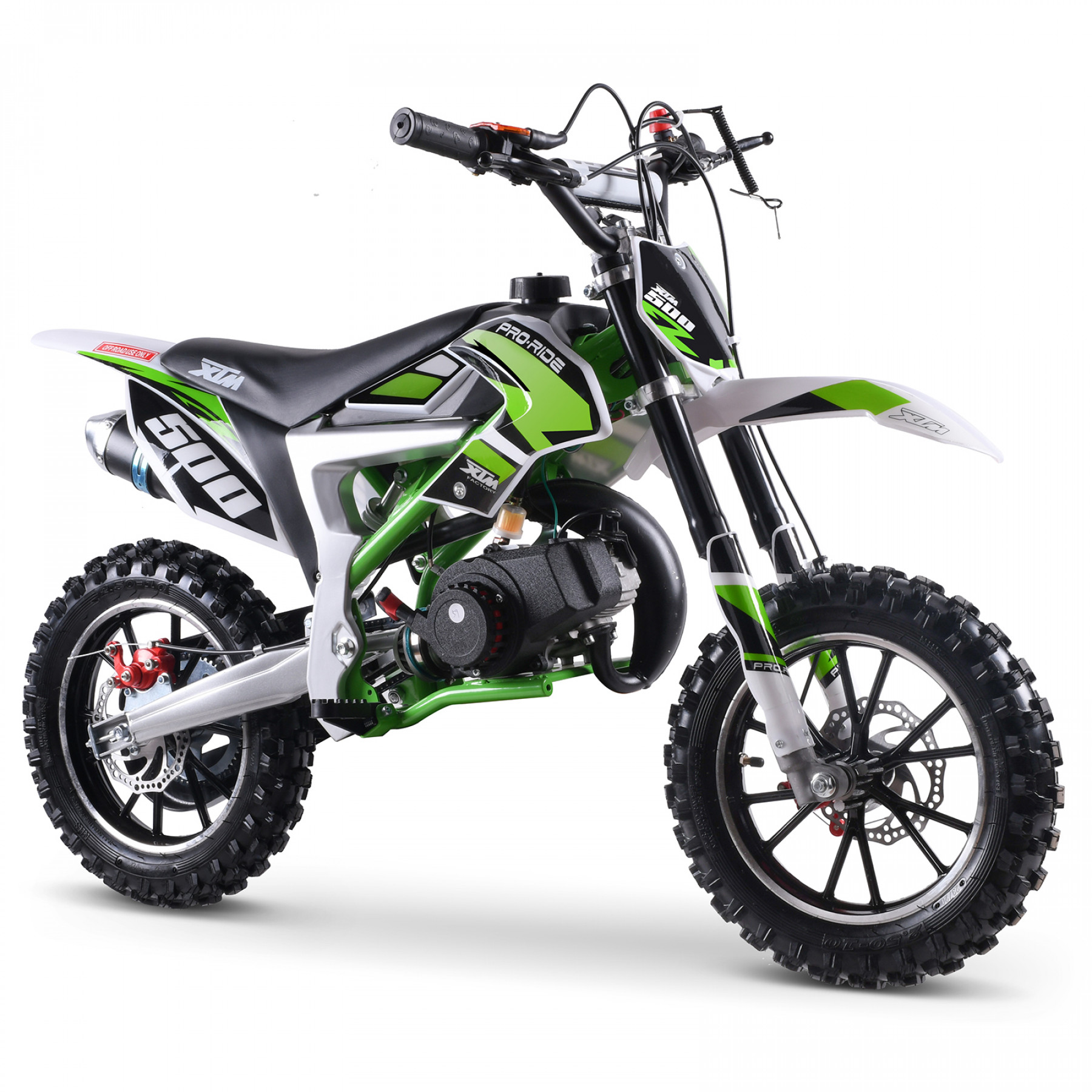 XTM PRO-RIDER 50cc DIRT BIKE COLOUR-CODED WHITE GREEN