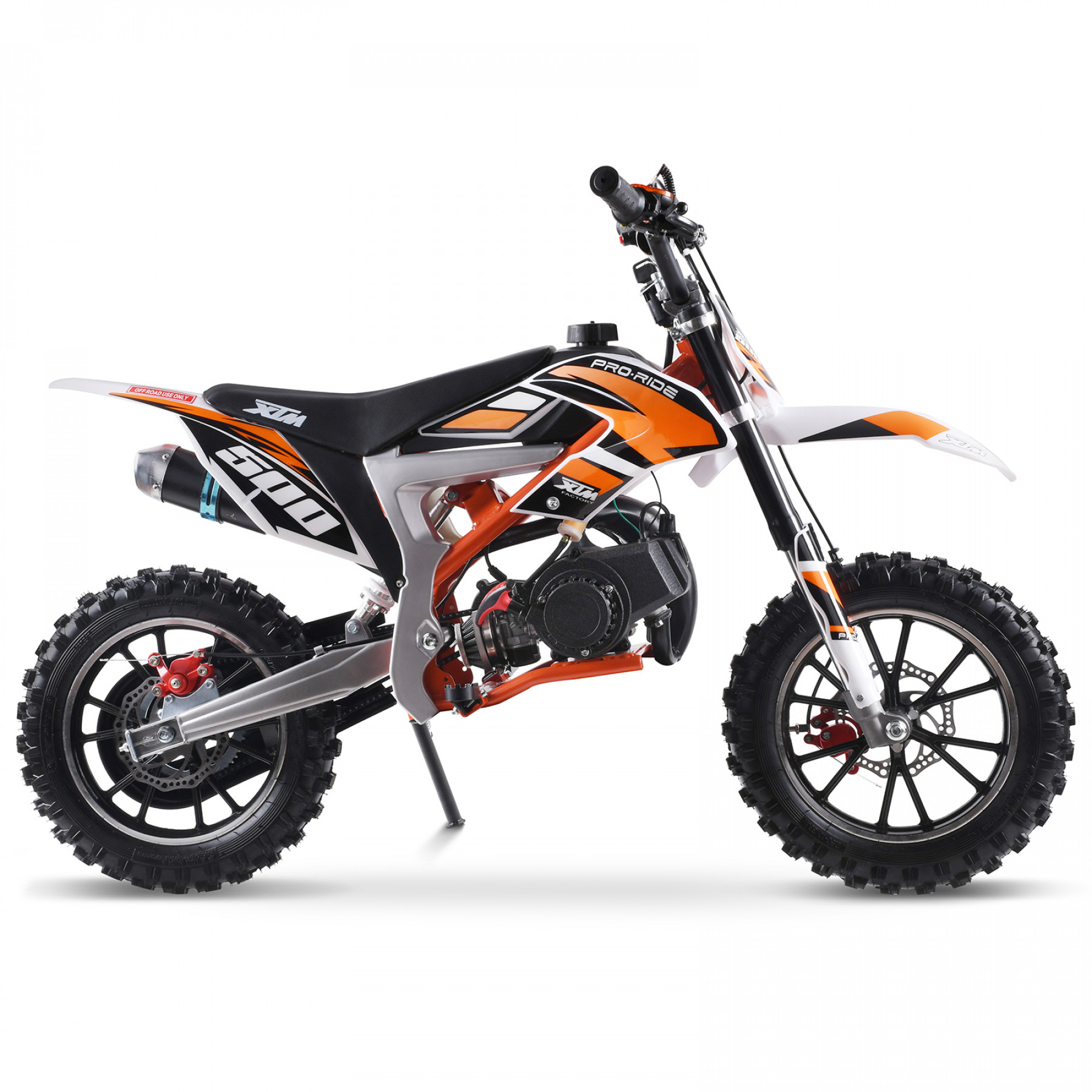 XTM PRO-RIDER 50cc DIRT BIKE COLOUR-CODED WHITE ORANGE