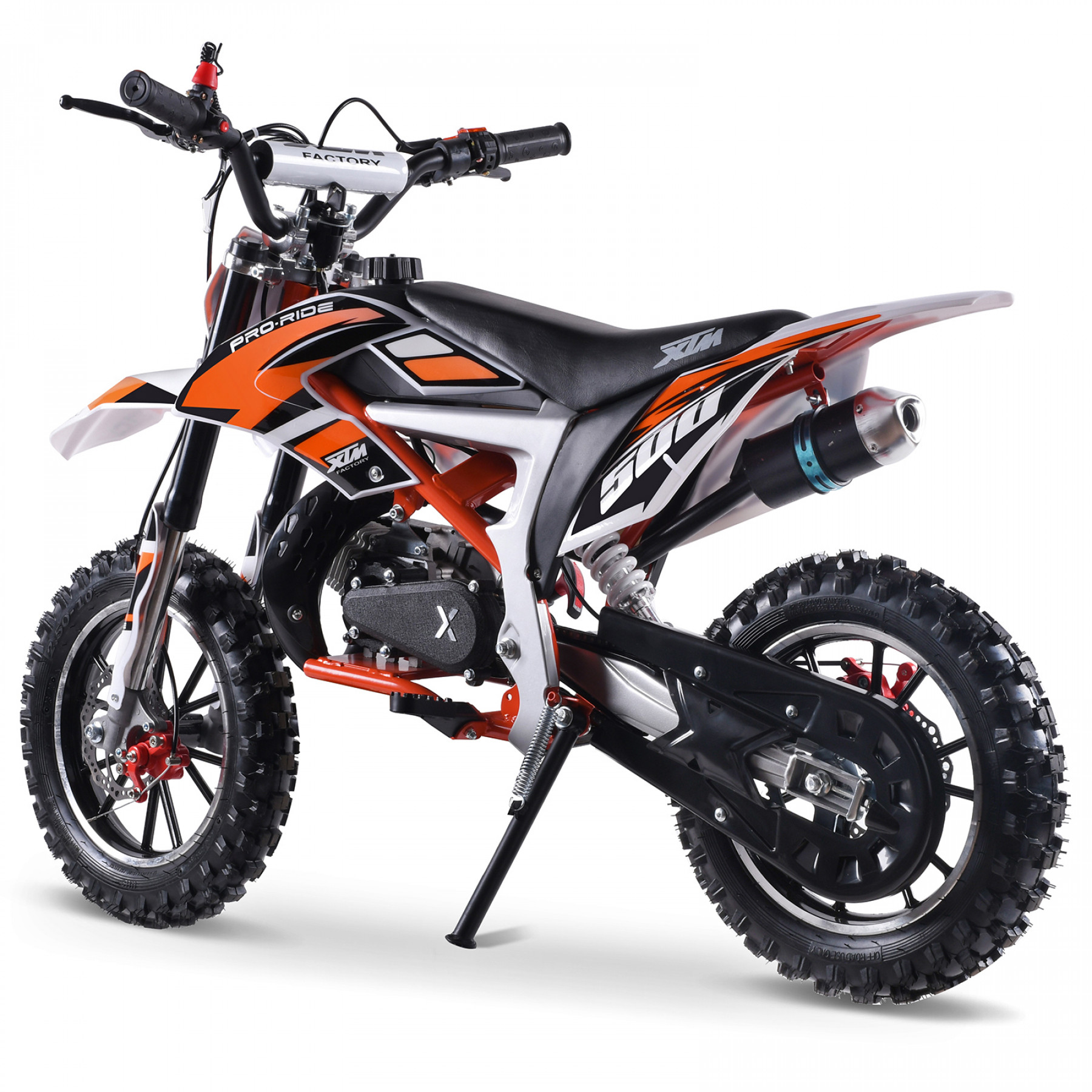 XTM PRO-RIDER 50cc DIRT BIKE COLOUR-CODED WHITE ORANGE