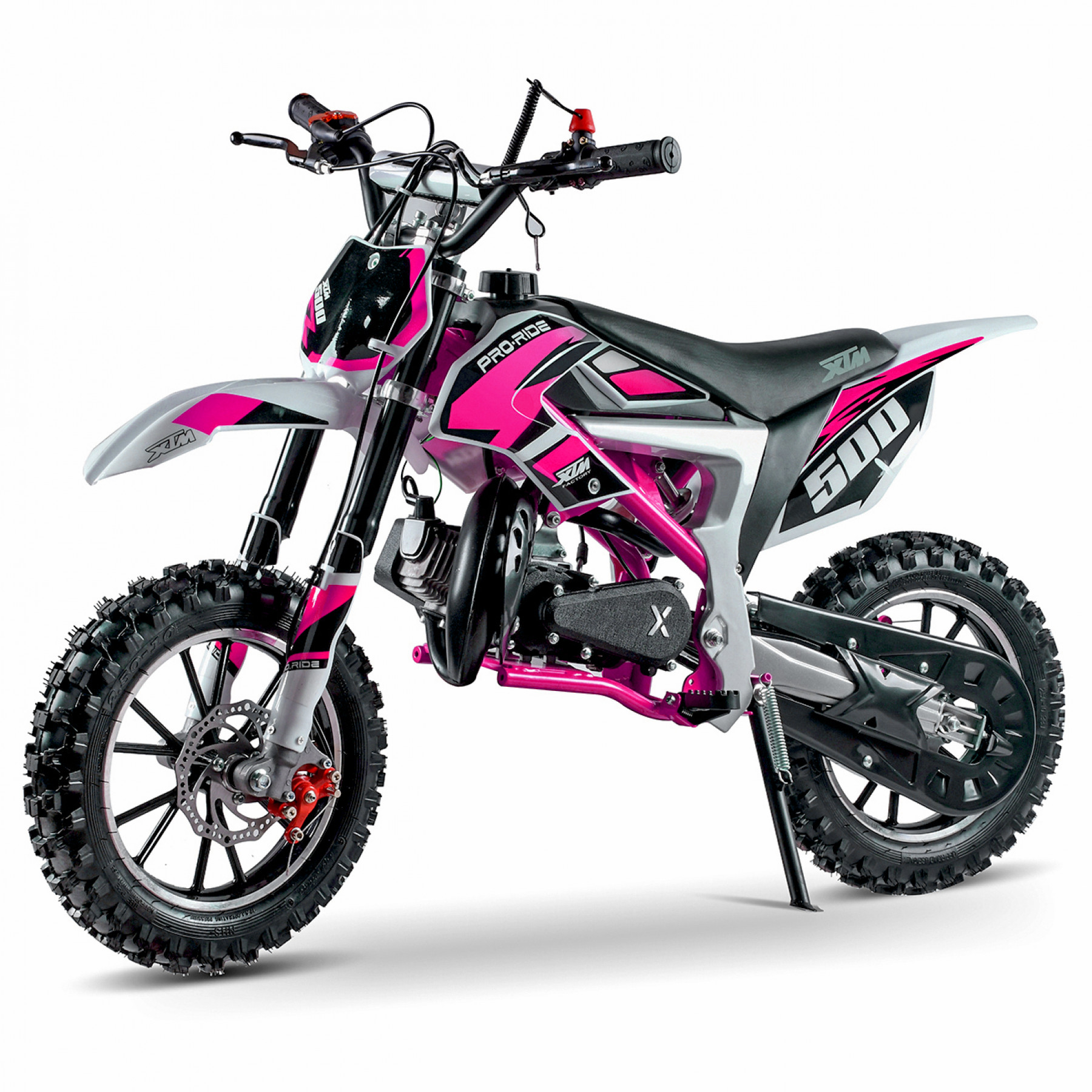 XTM PRO-RIDER 50cc DIRT BIKE COLOUR-CODED WHITE PINK