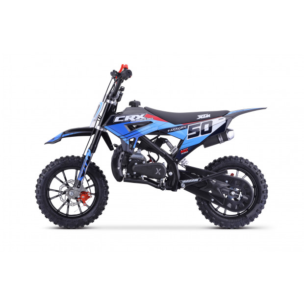 XTM CRX 50CC DIRT BIKE BLACK BLUE HYDRAULIC SUSPENSION