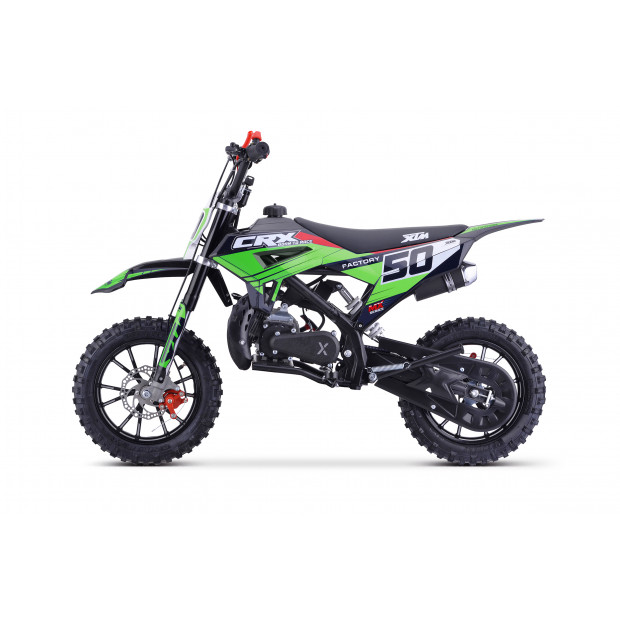 XTM CRX 50CC DIRT BIKE BLACK GREEN HYDRAULIC SUSPENSION