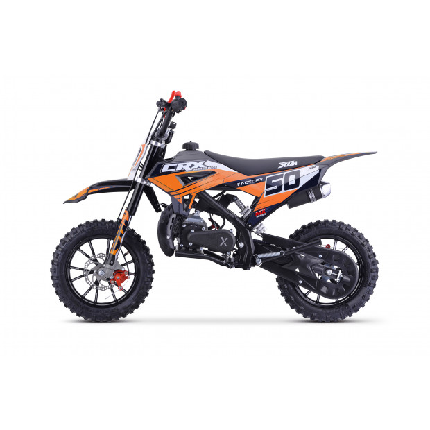 XTM CRX 50CC DIRT BIKE BLACK ORANGE HYDRAULIC SUSPENSION