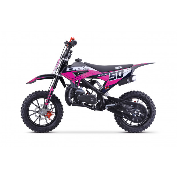XTM CRX 50CC DIRT BIKE BLACK PINK HYDRAULIC SUSPENSION