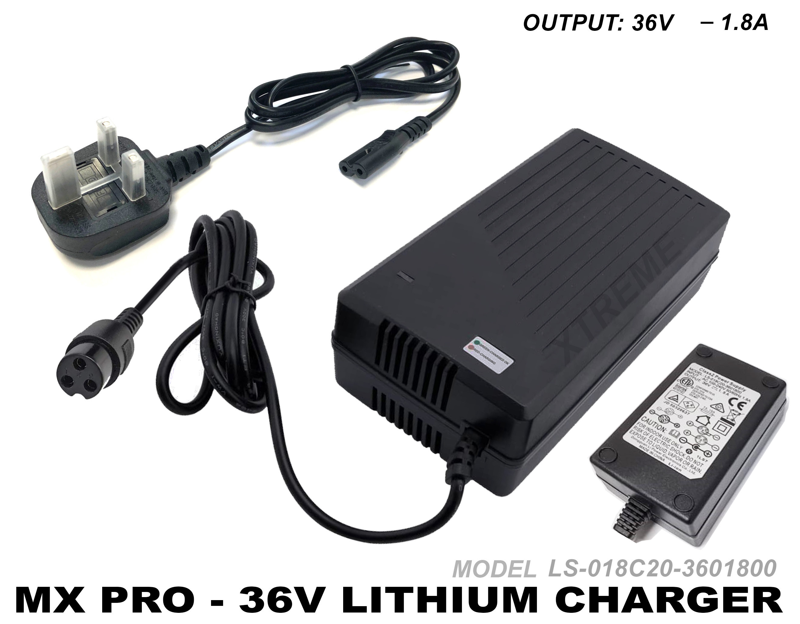 XTREME ELECTRIC XTM MX-PRO 36V 1100W LITHIUM BATTERY CHARGER LS-018C20-3601800