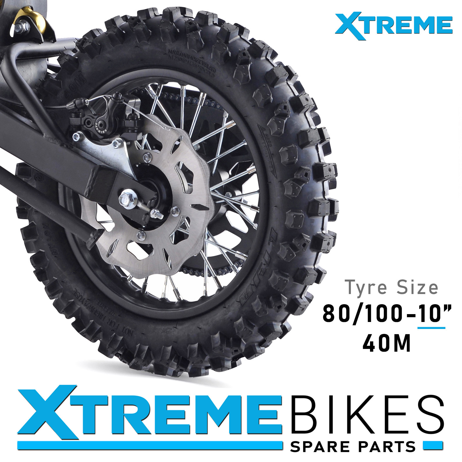 XTREME ELECTRIC XTM MX-PRO MX60 REPLACEMENT REAR TYRE 80/100-10 40M