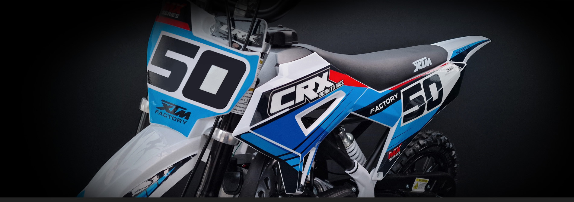 XTM CRX 50CC DIRT BIKE WHITE BLUE