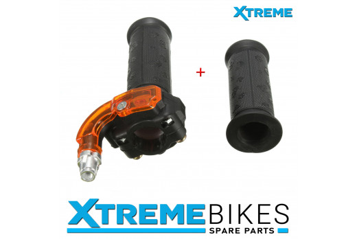 MINI MOTO/ DIRT BIKE/ QUAD TWIST THROTTLE RESTRICTOR AND GRIP SET 49-50cc 