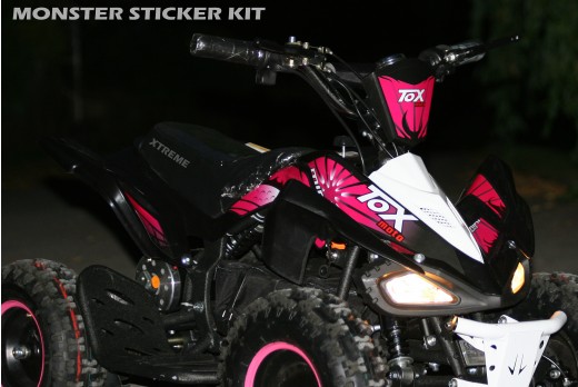 MINI QUAD BIKE STICKER KIT / DECALS / TRANSFERS / RED / GREEN / ORANGE / PINK ATV