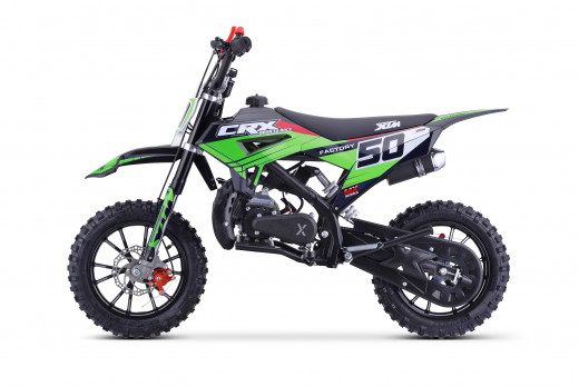 XTM CRX 50CC DIRT BIKE BLACK GREEN HYDRAULIC SUSPENSION